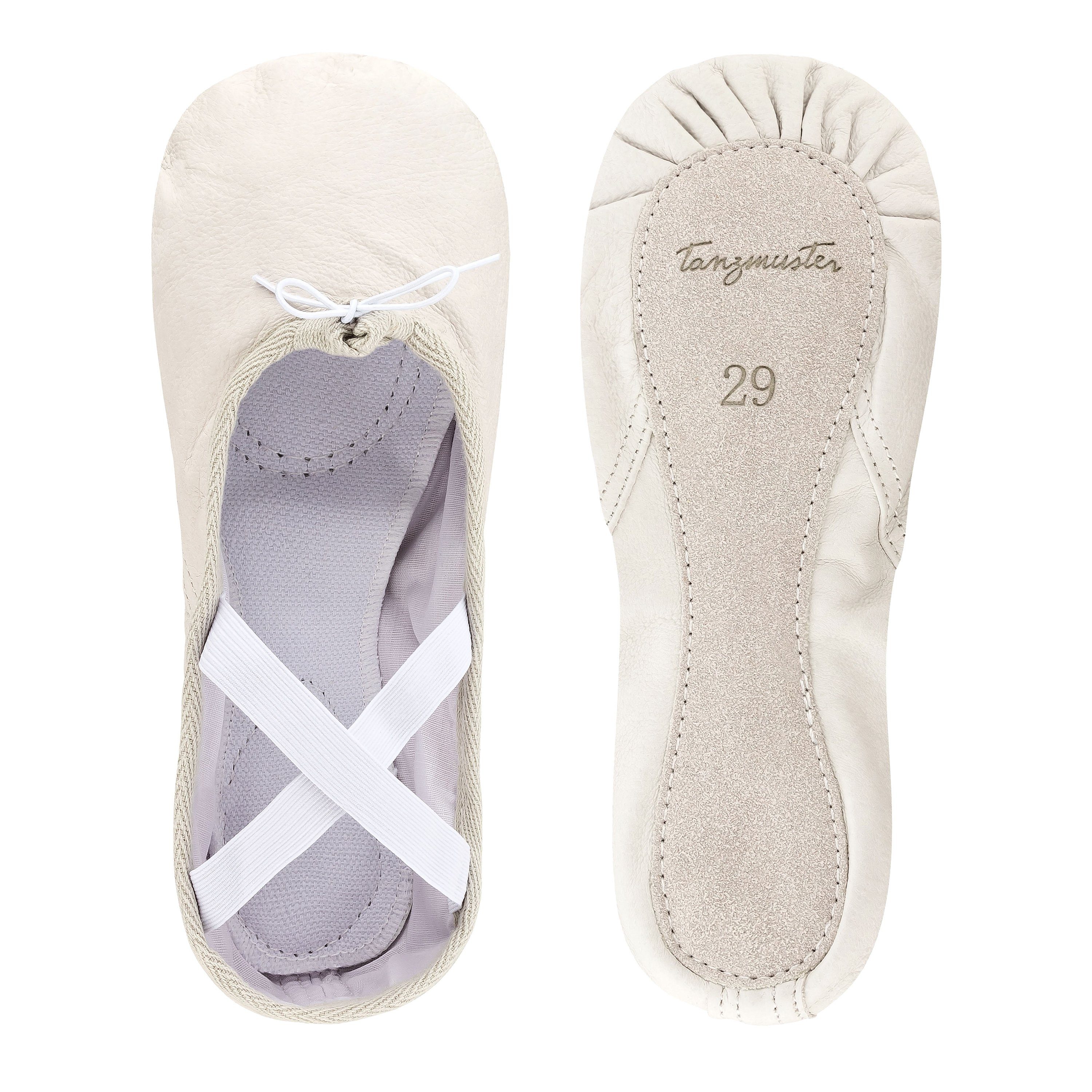 tanzmuster Ballettschuhe Sasha aus Leder mit ganzer Ledersohle Tanzschuh Ballettschläppchen für Mädchen