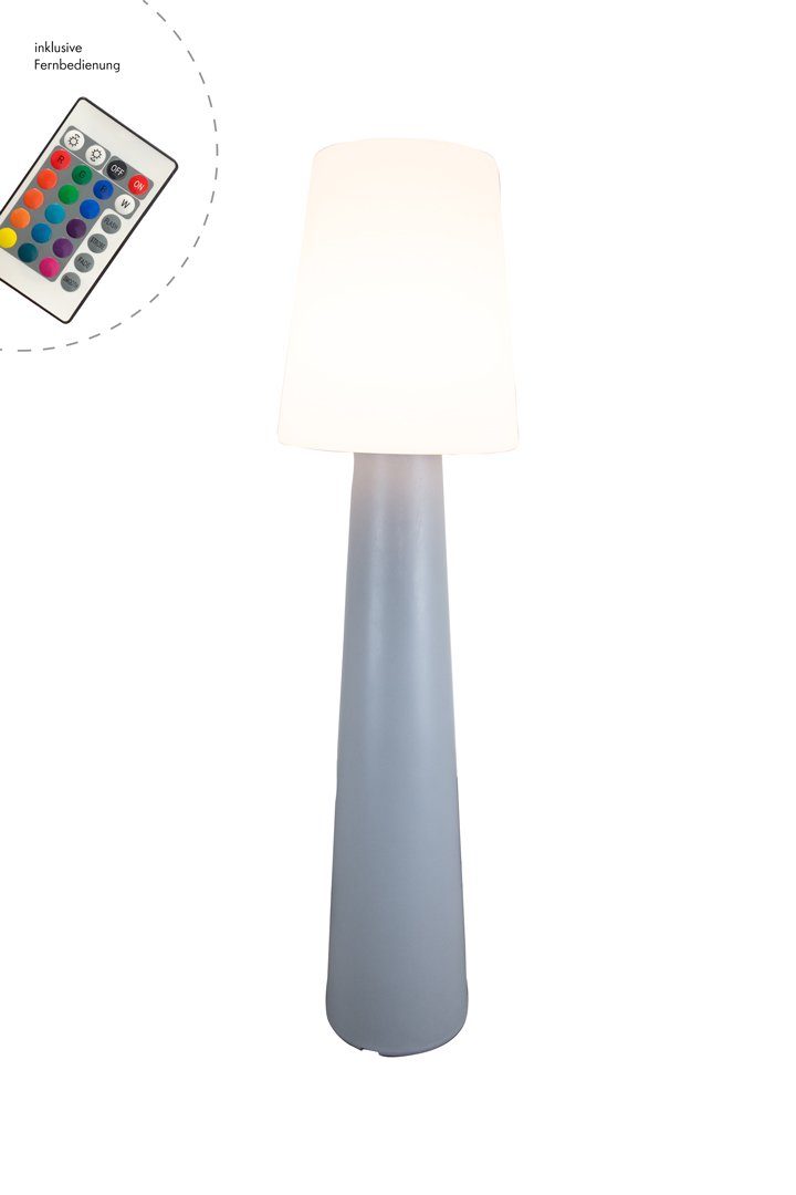 8 seasons design LED Stehlampe Shining No. 1, Dekolampe für außen (Garten, Terrasse, Balkon), LED wechselbar, E27-Fassung, warmweißes und buntes Licht (15 Farben), dimmbar, RGB Farbwechsel, Fernbedienung - robust & langlebig