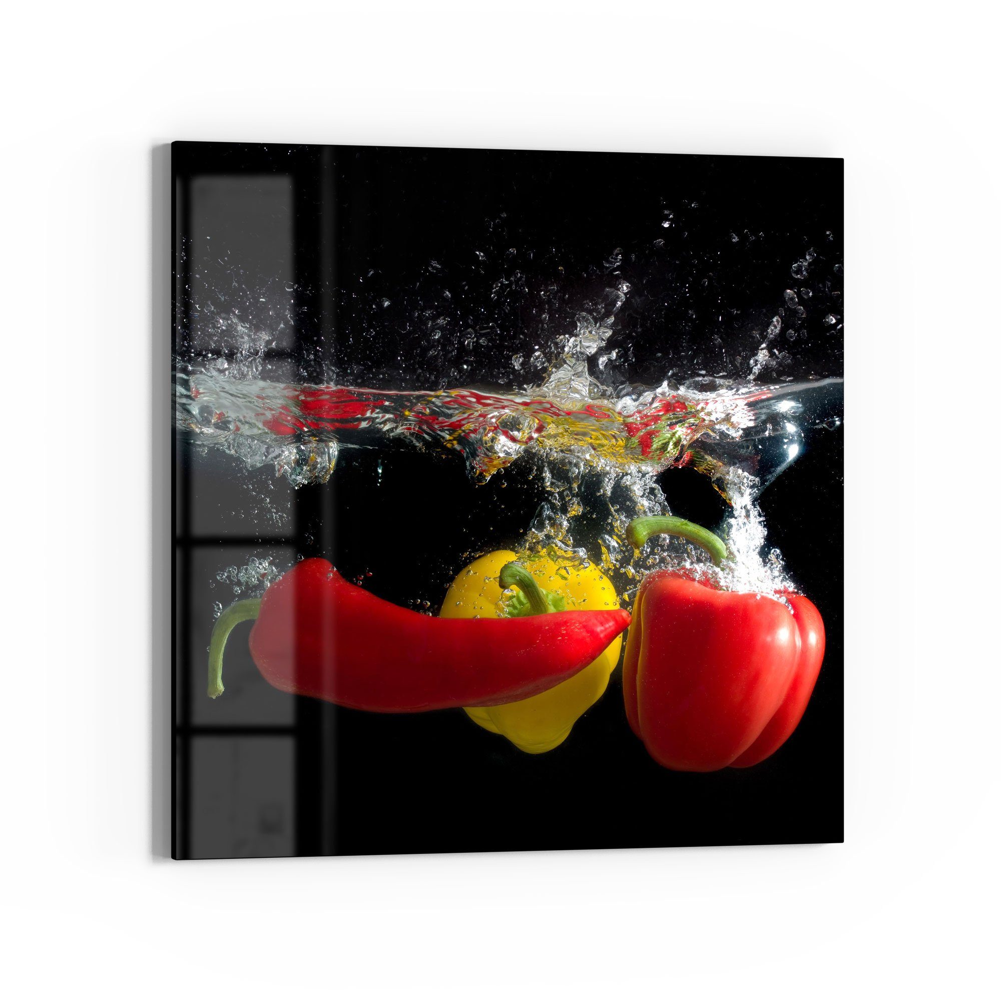 DEQORI Magnettafel 'Paprikaschoten im Wasser', Whiteboard Pinnwand beschreibbar