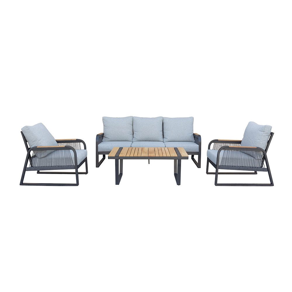 HOME DELUXE Gartenlounge-Set MARABA, (Komplettset, 4-tlg), inkl. Tisch & Auflagen, Sitzlounge, Gartenmöbelset