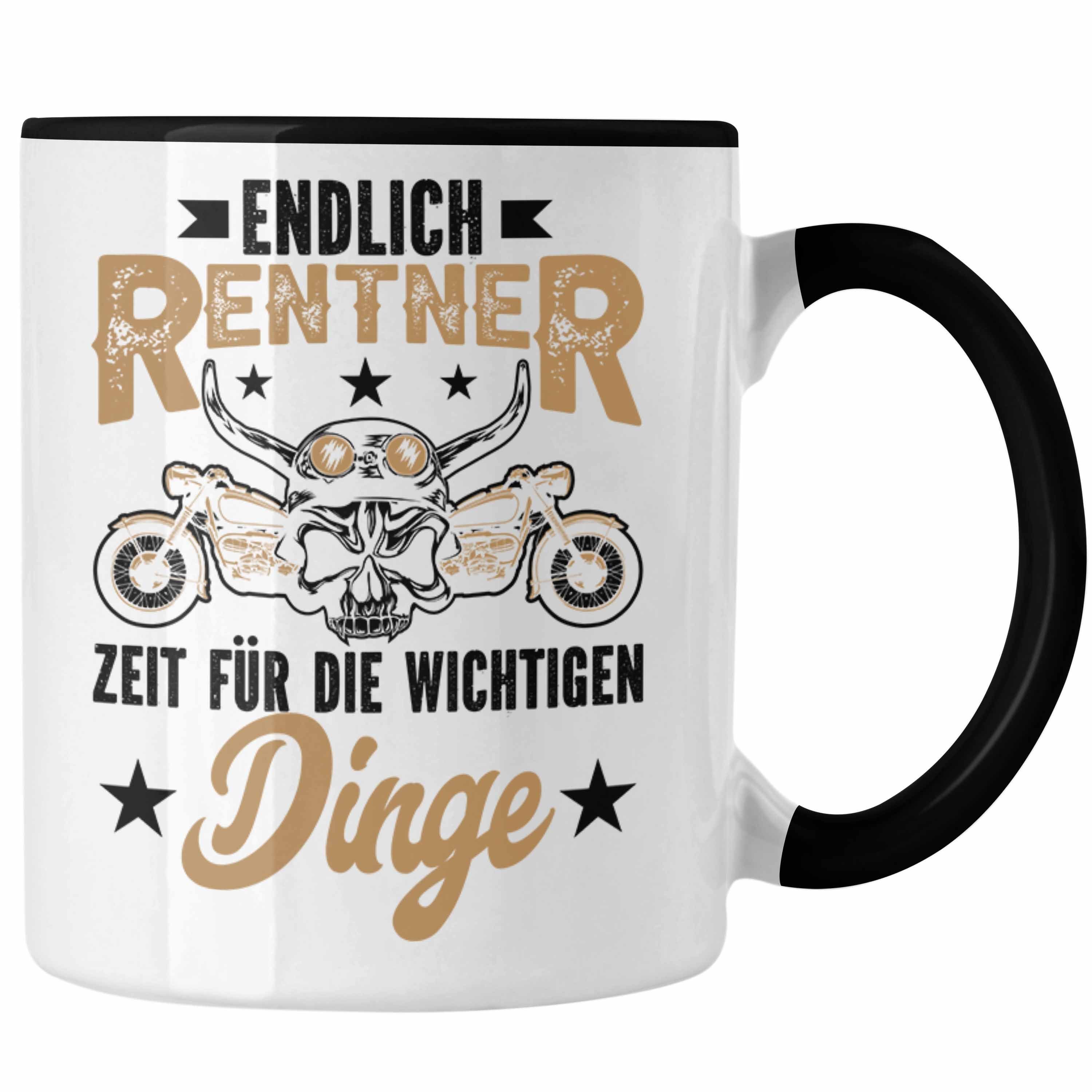 Trendation Tasse Opa Schwarz Renteneintritt Geschenk Weihnachten Geburtstag Motorradfahrer Tasse Lustiger Trendation Geschenkidee Spruch - Rentner