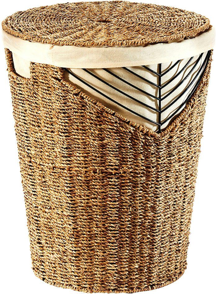 locker Wäschekorb NATUR (1 St), Wäschesammler aus Seegras, Höhe ca. 50 cm