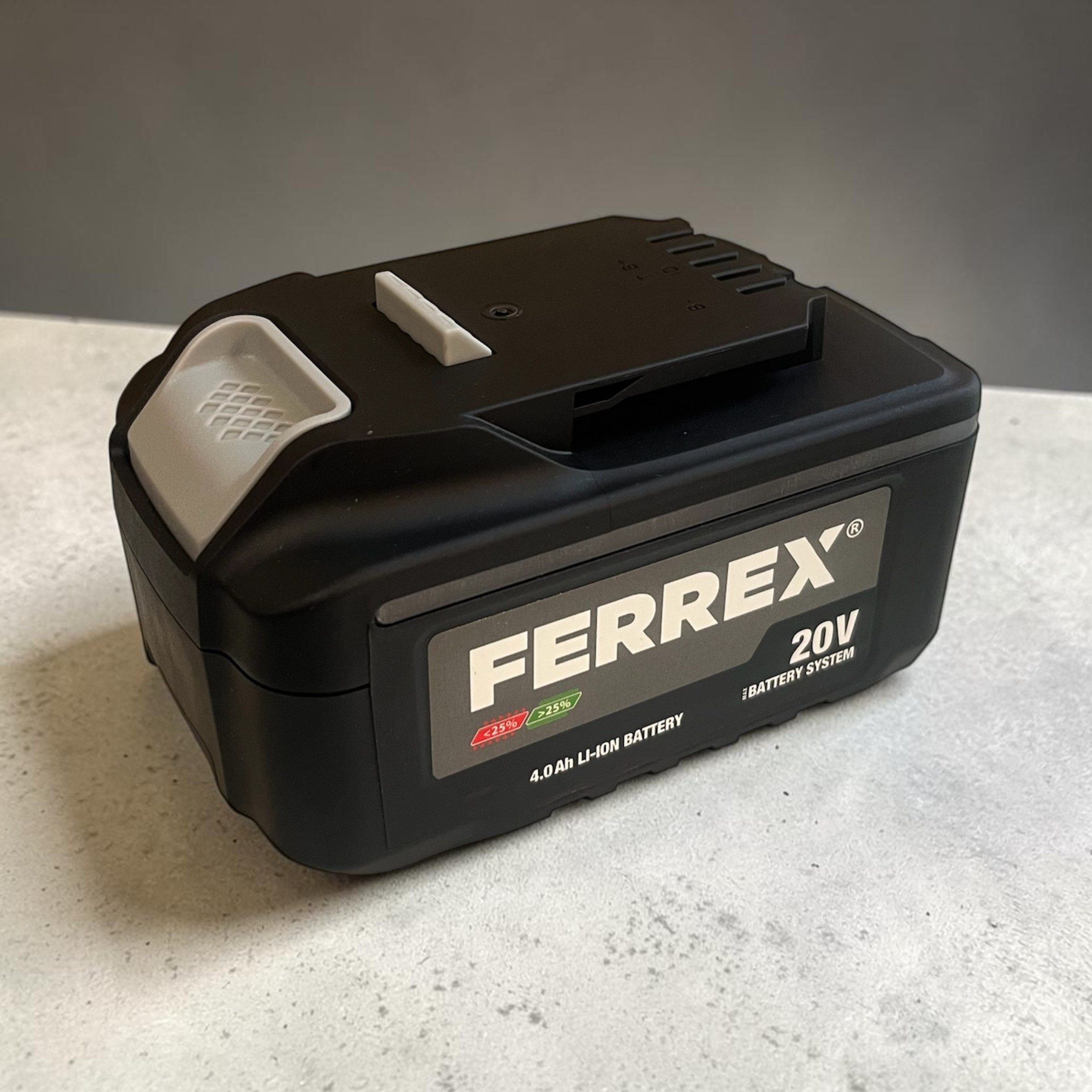 Ferrex FERREX 20V Li-Ion Akku 4,0 Ah 80 Wh für FERREX Werkzeuge Akku-Set (20 V), Kompatibel mit FERREX 20V Akkusystem