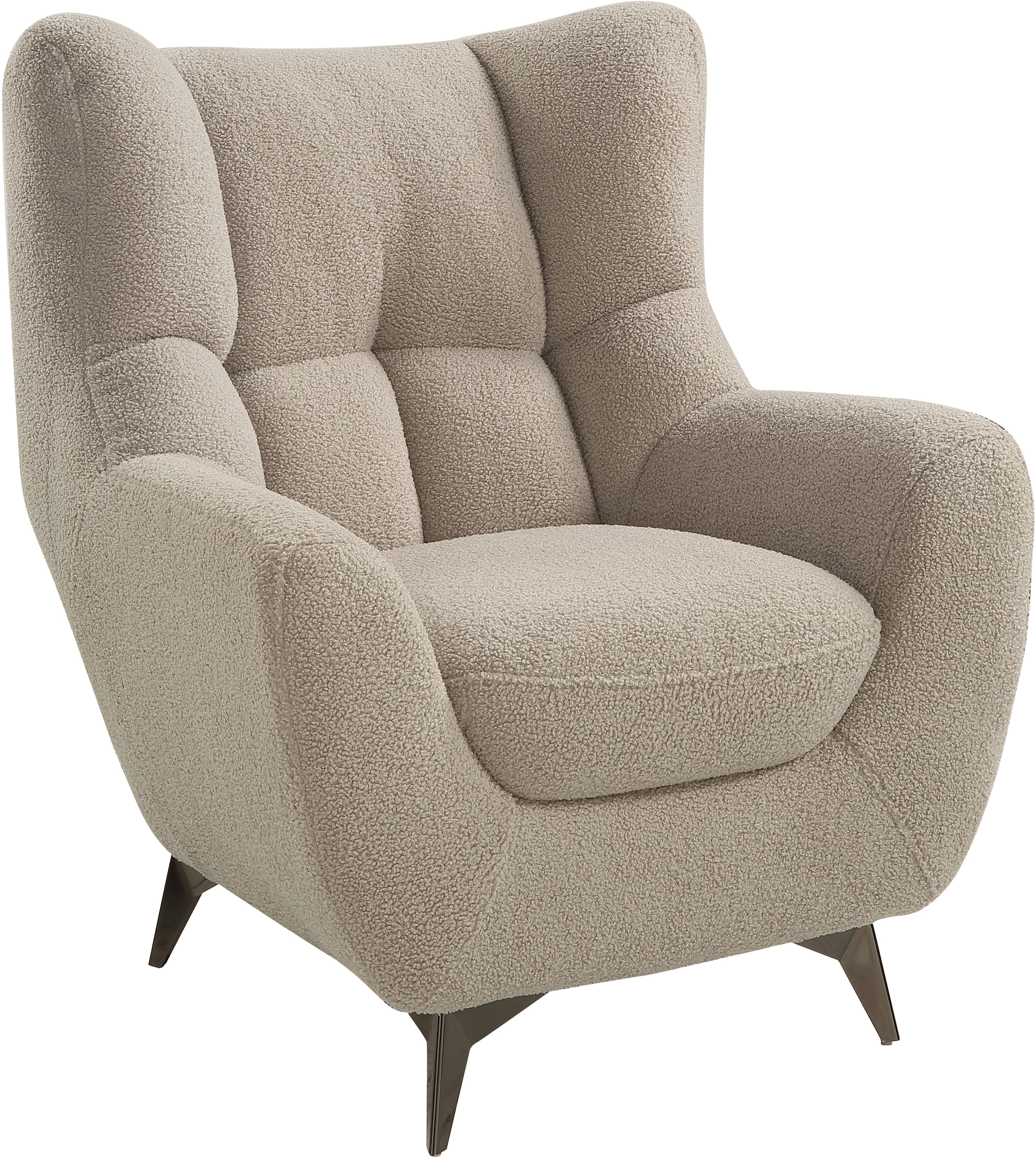 ATLANTIC home collection Sessel Shawn, mit Federkern, trendy Bezug mit Teddyoptik