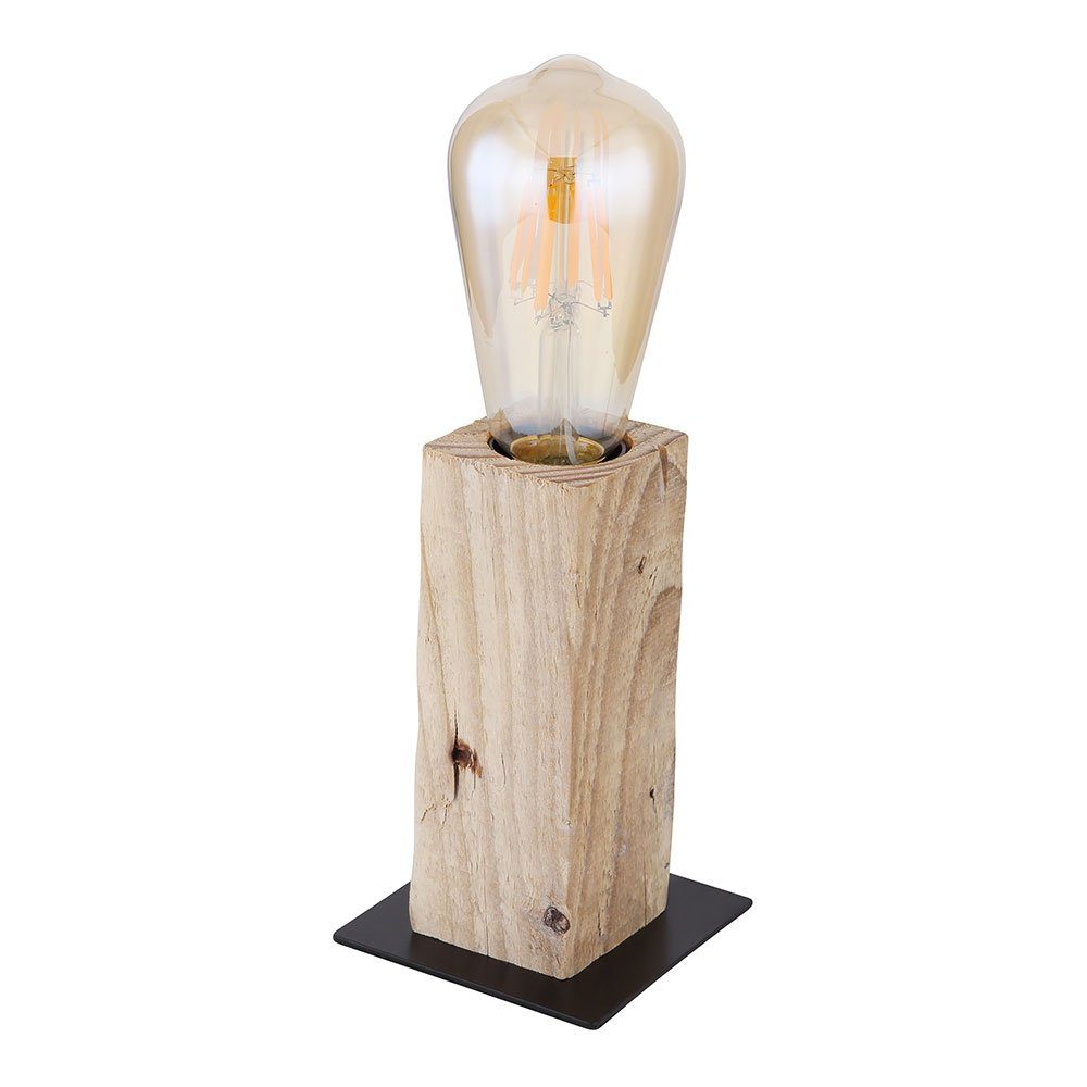 etc-shop LED Tischleuchte, Leuchtmittel nicht matt inklusive, Tischleuchte rechteckig quadratisch, schwarz Base Holz