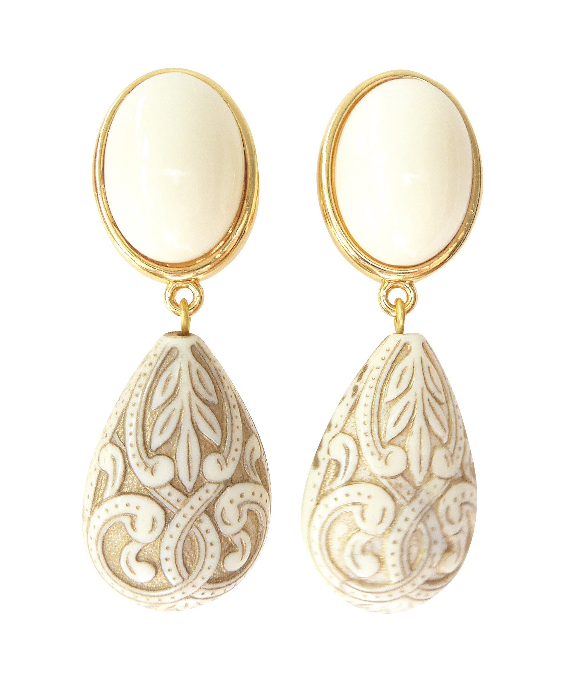 Mugello Paar Ohrstecker Greta elfenbein klassische Basicohrringe Geschenk Statement, made in Germany Designer JustWin, Statementohrringe