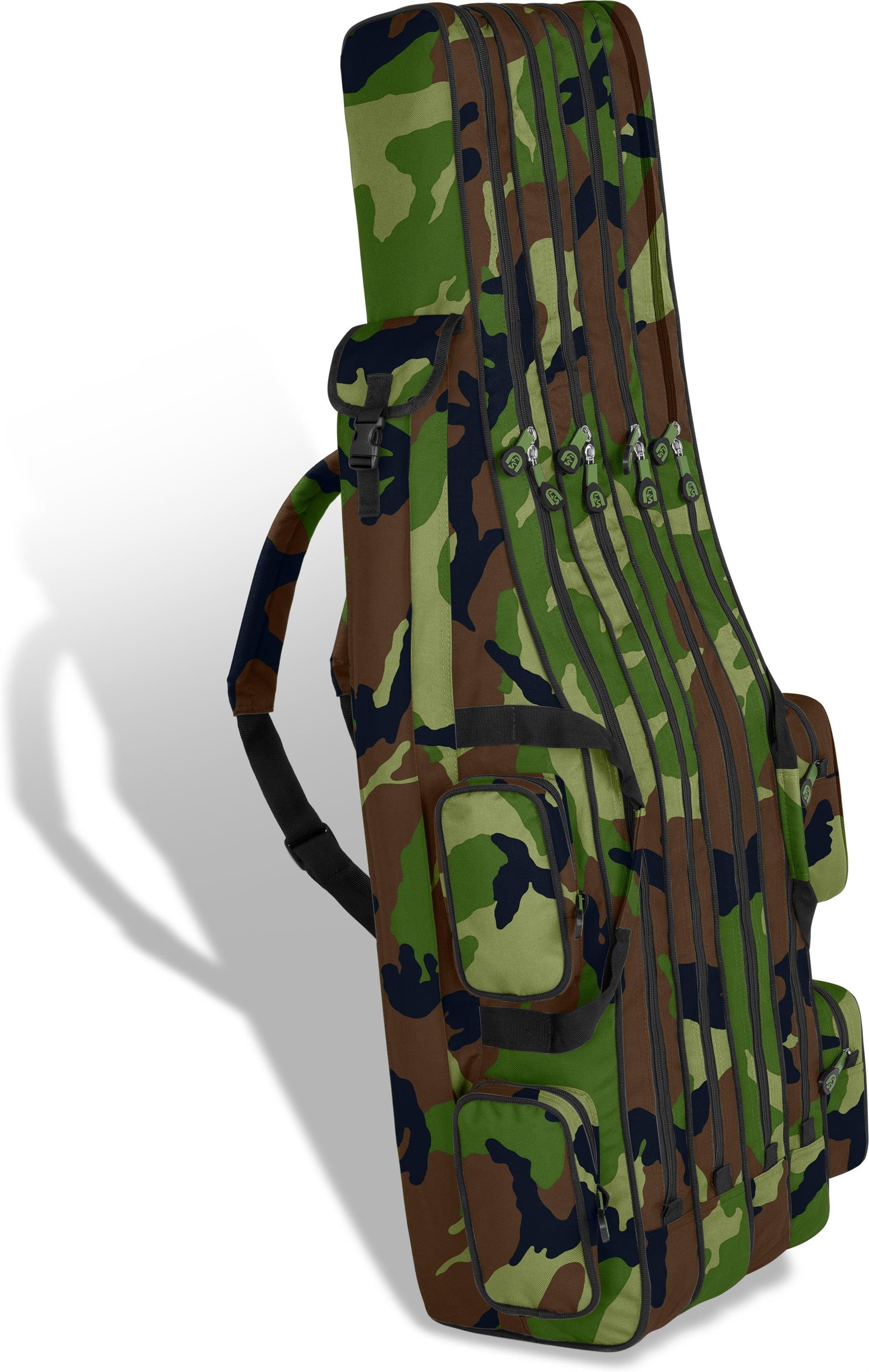 Angeltasche Angelrutentasche Woodland mit normani Kammern Rutentasche Ruten „Quattro", 4 8 Angelrutentasche für