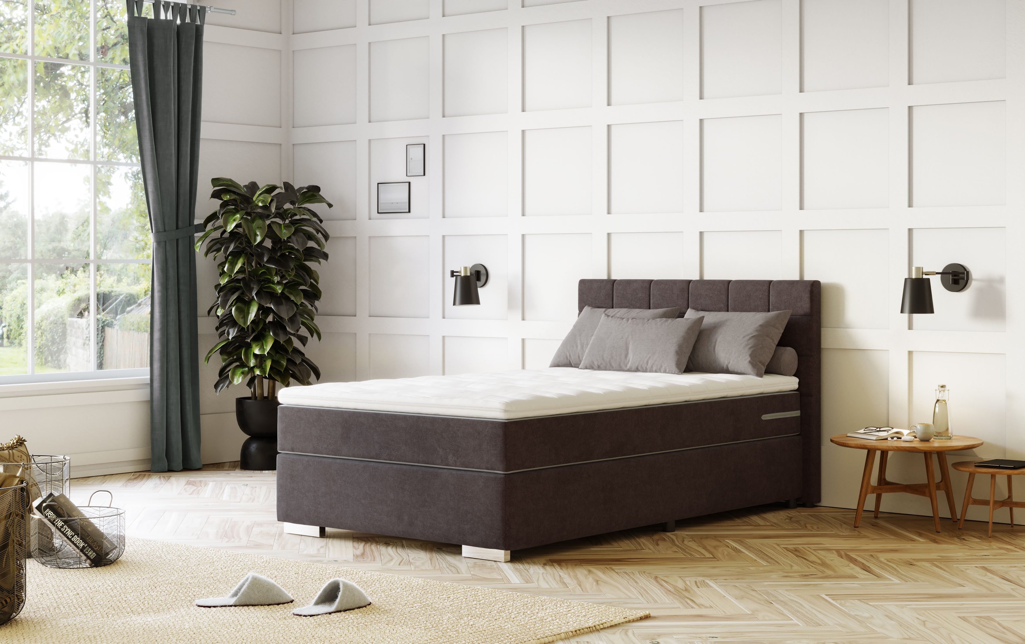 COTTA Boxspringbett Simba erhältlich in verschiedenen Breiten, Farben und Härtegraden, Bezugsstoff: Struktur fein