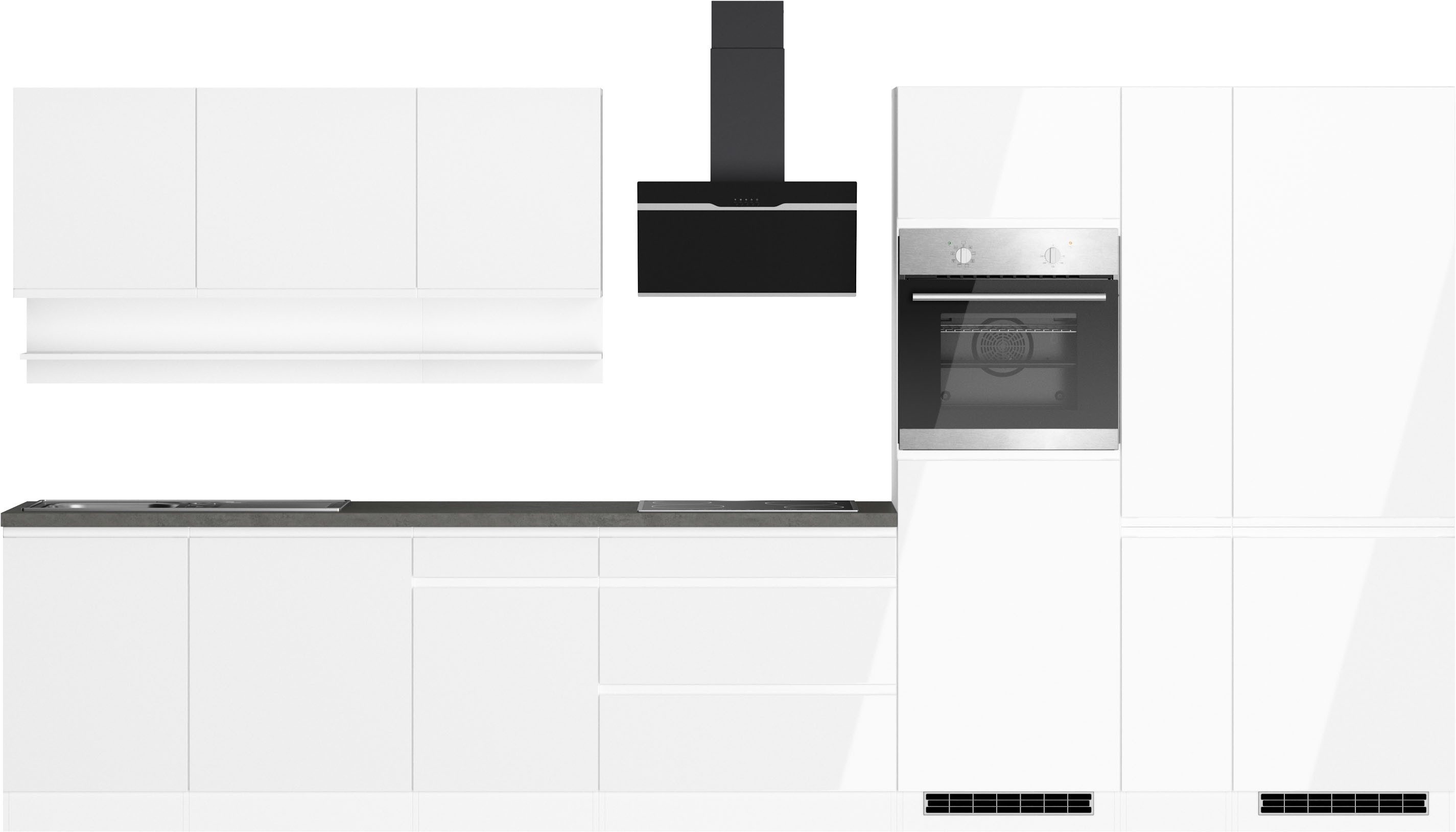 KOCHSTATION Küchenzeile KS-Virginia,neu in verbesserter Ausführung, Breite 390 cm, Soft-Close, ohne E-Geräte