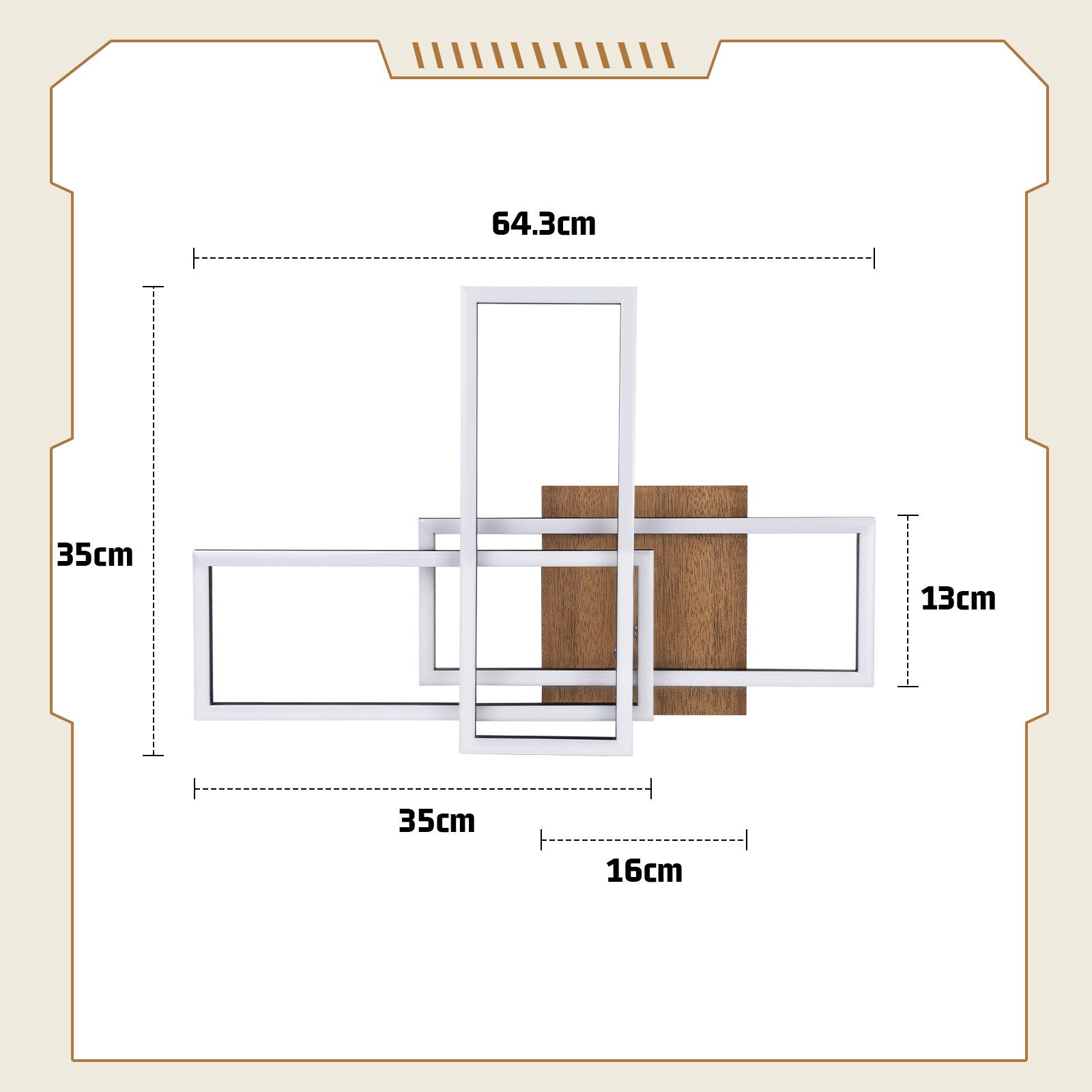 Nettlife Deckenleuchte Küchenlampe Modern Holz Schwarz 3000K Warmweiß, LED fest integriert, Warmweiß, für Küche Wohnzimmer Schlafzimmer Flur Esszimmer – Bild 4 von 5