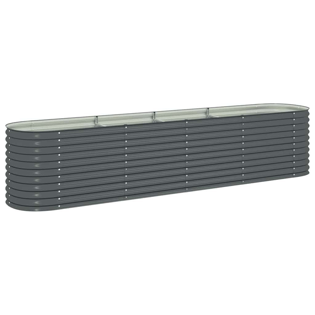vidaXL Hochbeet Garten-Hochbeet 400 x 80 x 81 cm Verzinkter Stahl Grau (1 St)