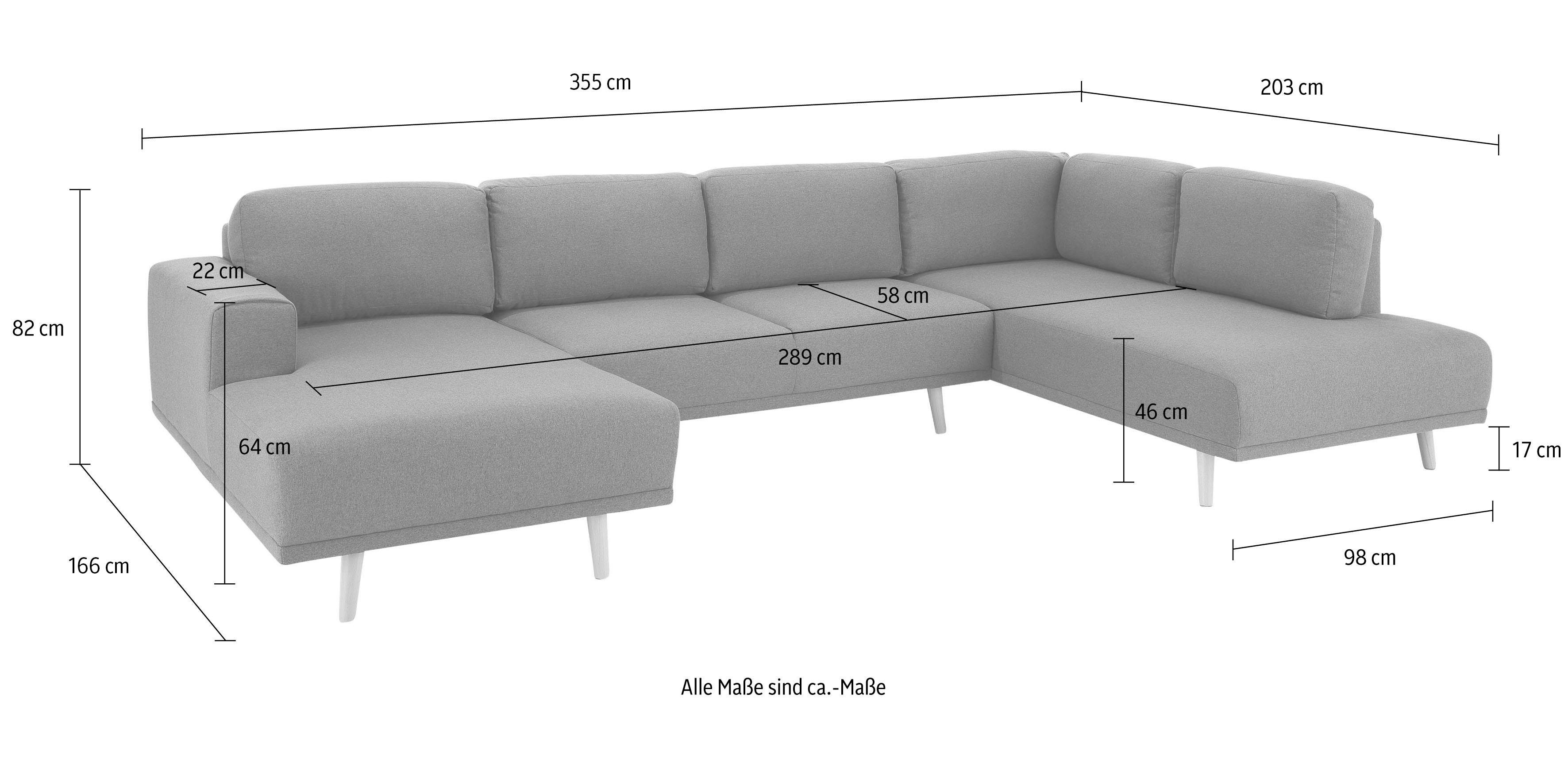 Home affaire Wohnlandschaft Stil im Lasse, mit Holzfüßen scandinavischem