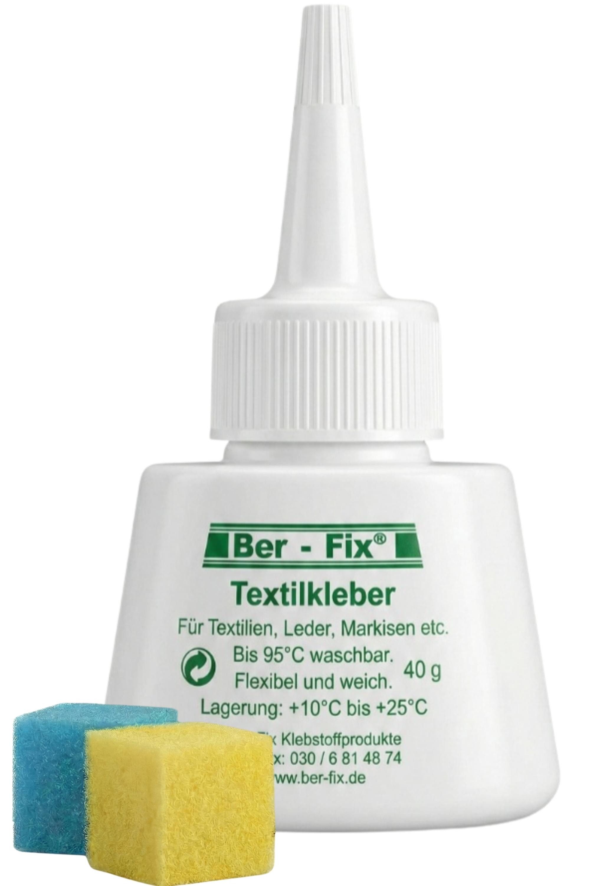 Ber-Fix Textilkleber 40 g – flexibel, kochfest & trocknergeeignet, (Set, 1-tlg), Transparent, waschbar 95 °C, bügelfest 180 °C, starke Haftung