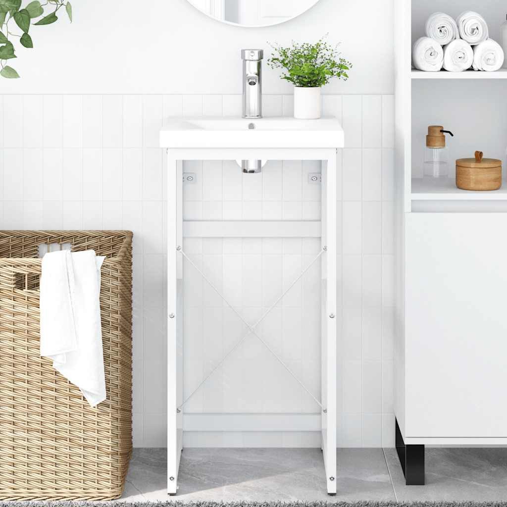 vidaXL Badezimmerspiegelschrank Badezimmer Waschtischgestell Weiß 40x38x83 cm Eisen (1-St)