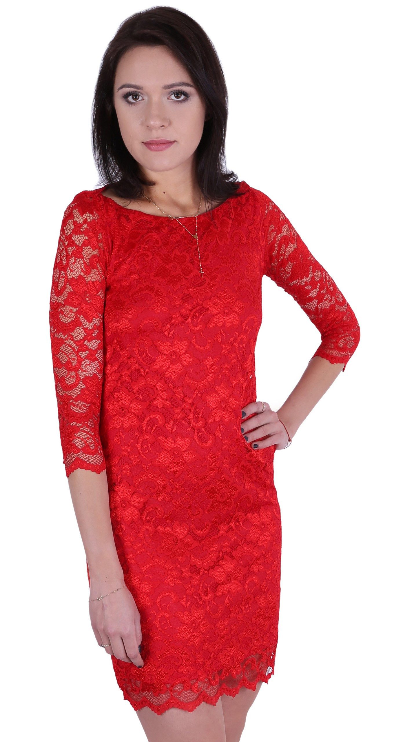 Minikleid John Zack Rotes Minikleid aus Spitze L