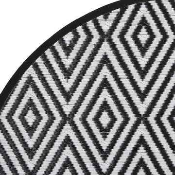 Teppich Outdoor-Teppich Weiß und Schwarz Ø200 cm Kunststoff Polypropylen, vidaXL, Höhe: 0 mm