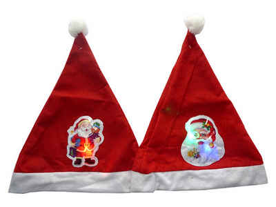 Livepac Office Filzhut 2x LED Weihnachtsmütze / 2 verschiedene Weihnachtsmann Motive