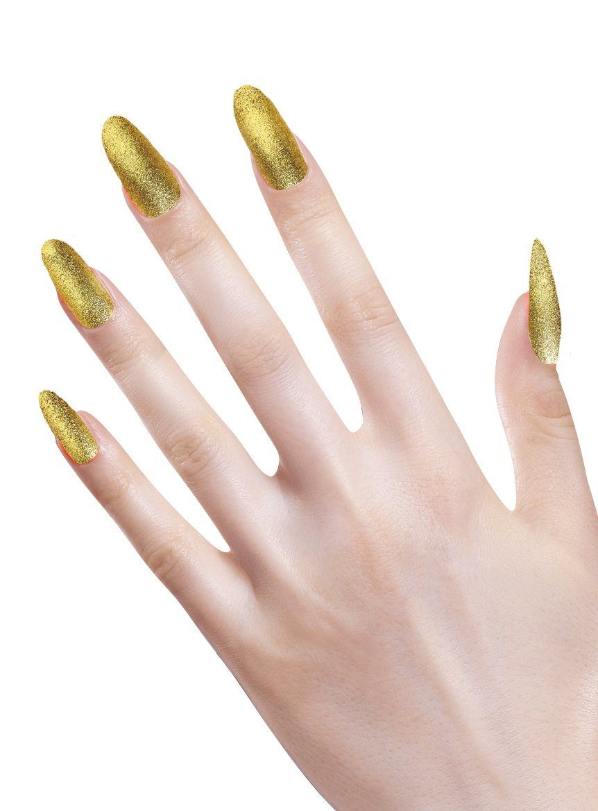 Widdmann Kunstfingernägel Glitzer Fingernägel gold, Ein Satz künstliche Fingernägel zum Aufkleben