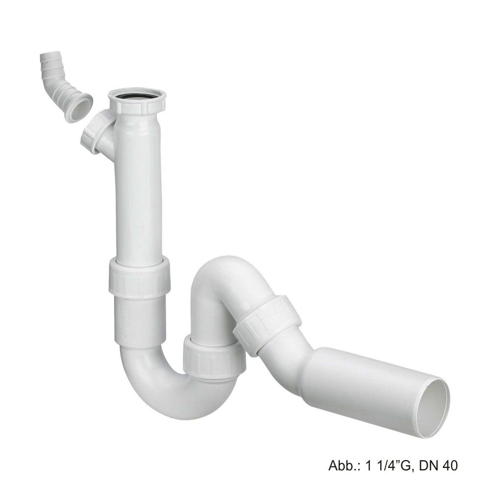 Badarmatur Viega Siphon f. Spüle 1 1/4"G,DN50,m. Abwasserschlauchanschluss,45G Bo