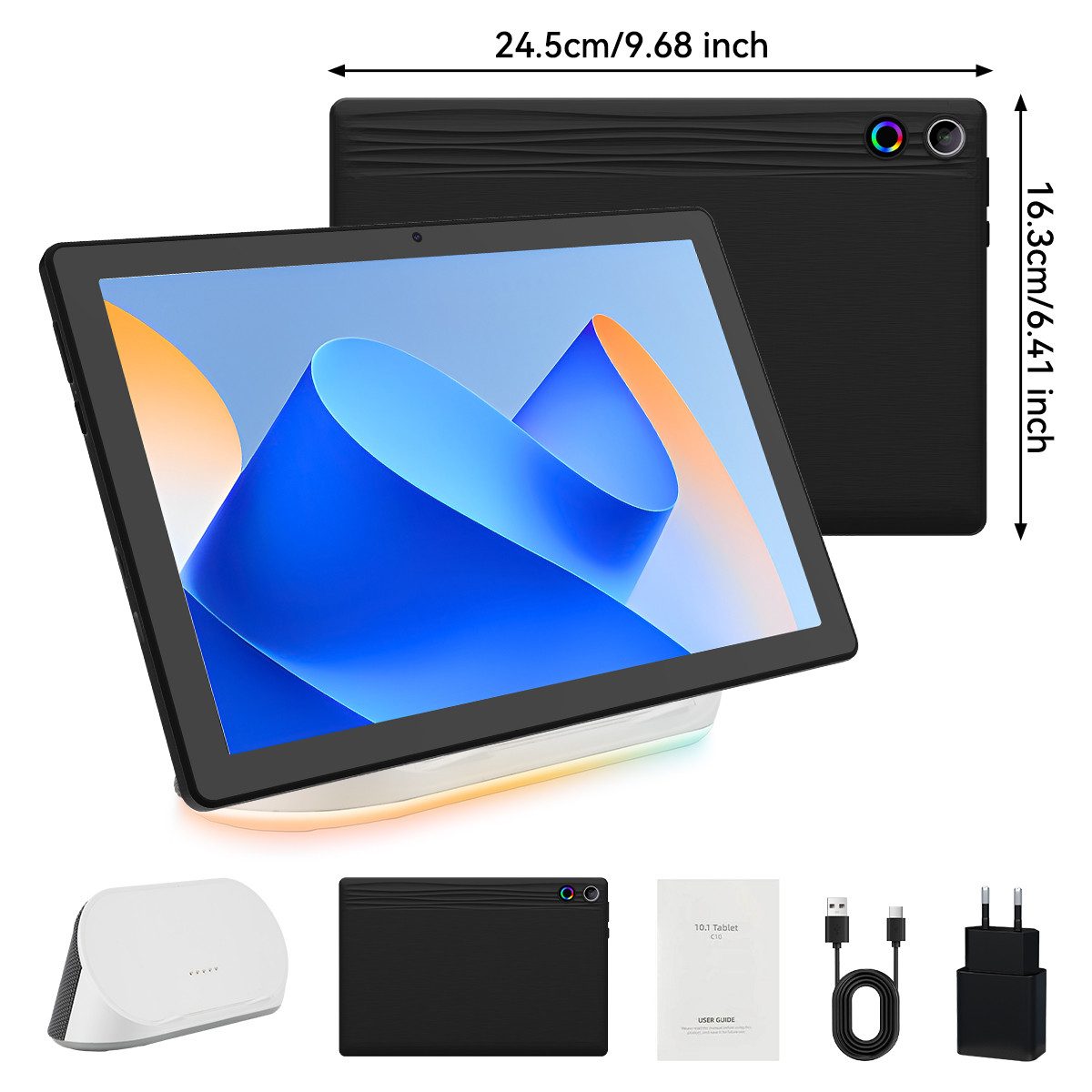 Happybe 10 Zoll Octa Core 14+64 GB ROM Lautsprecher-Dock HD Display WiFi6 Tablet (10", 64 GB, Android, WiFi6, BT 5.0) – Bild 4 von 5