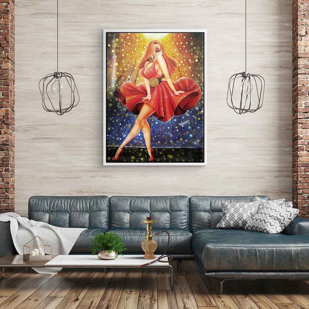 DOTCOMCANVAS® Leinwandbild, Premium Motivationsbild by Gold In Pamelyi designed Red we dream - weißer Rahmen 