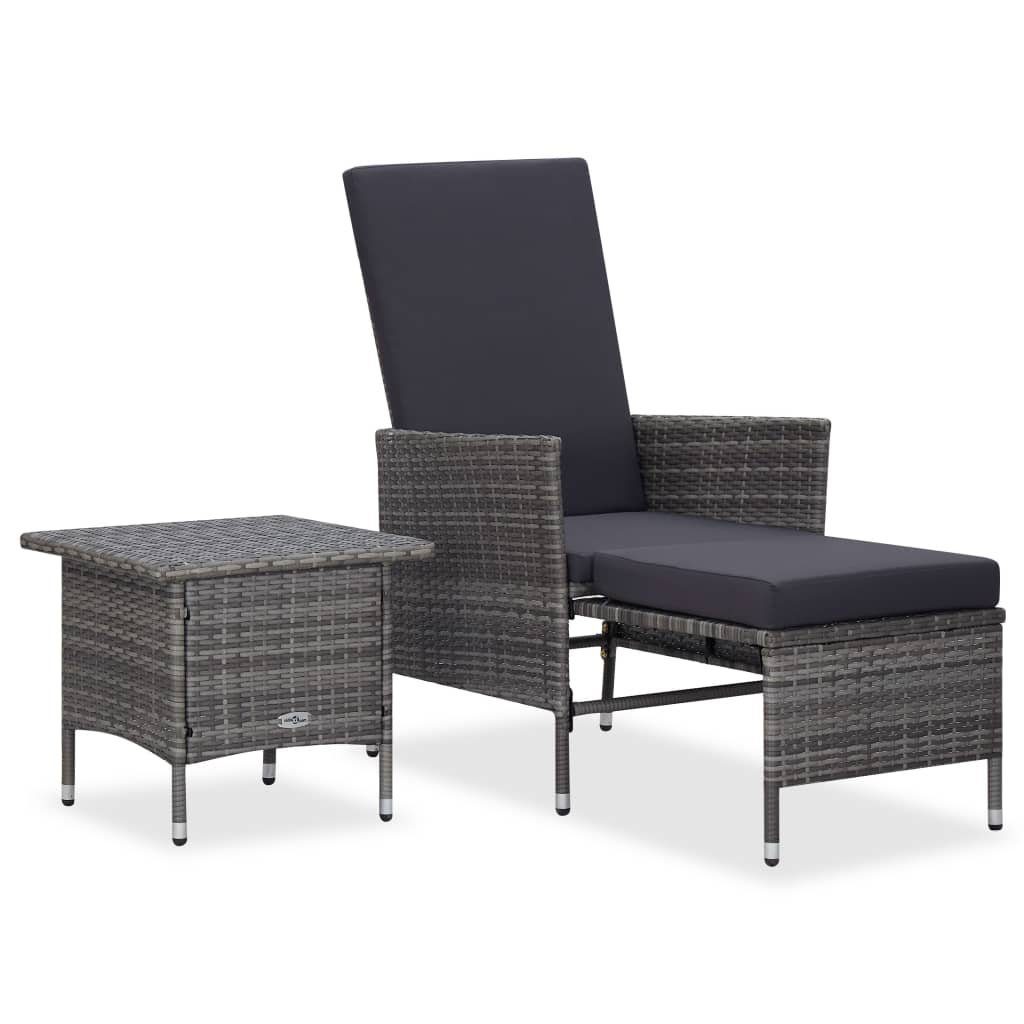 vidaXL Gartenlounge-Set 2-tlg. Rattan (2-tlg) Poly Garten-Lounge-Set Kissen mit Grau