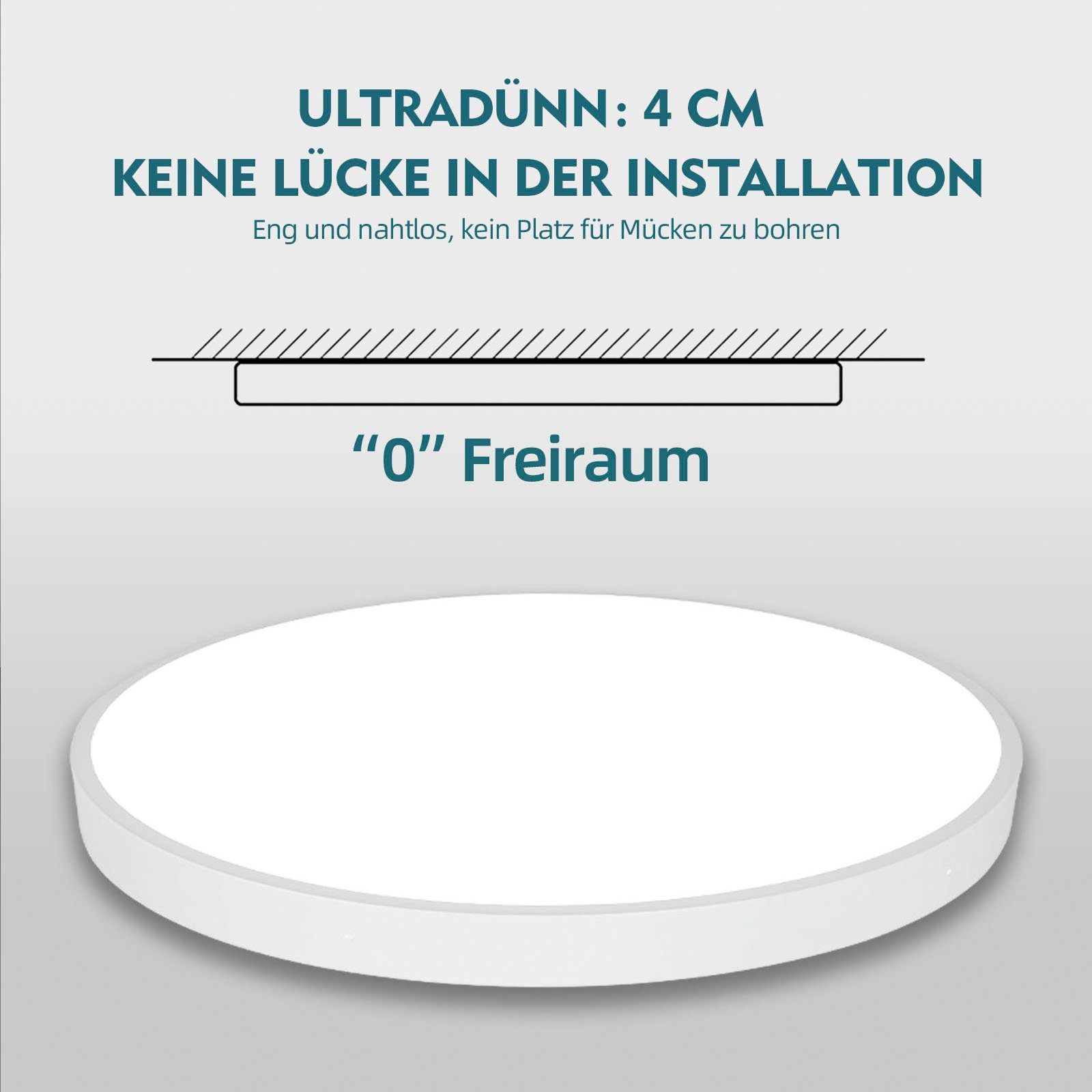 style home Deckenleuchte Runde LED Deckenlampe, 36W, Warmweiß 3000K, Schlafzimmer Lampe Küchenlampe 40x40x4 cm, Weiß