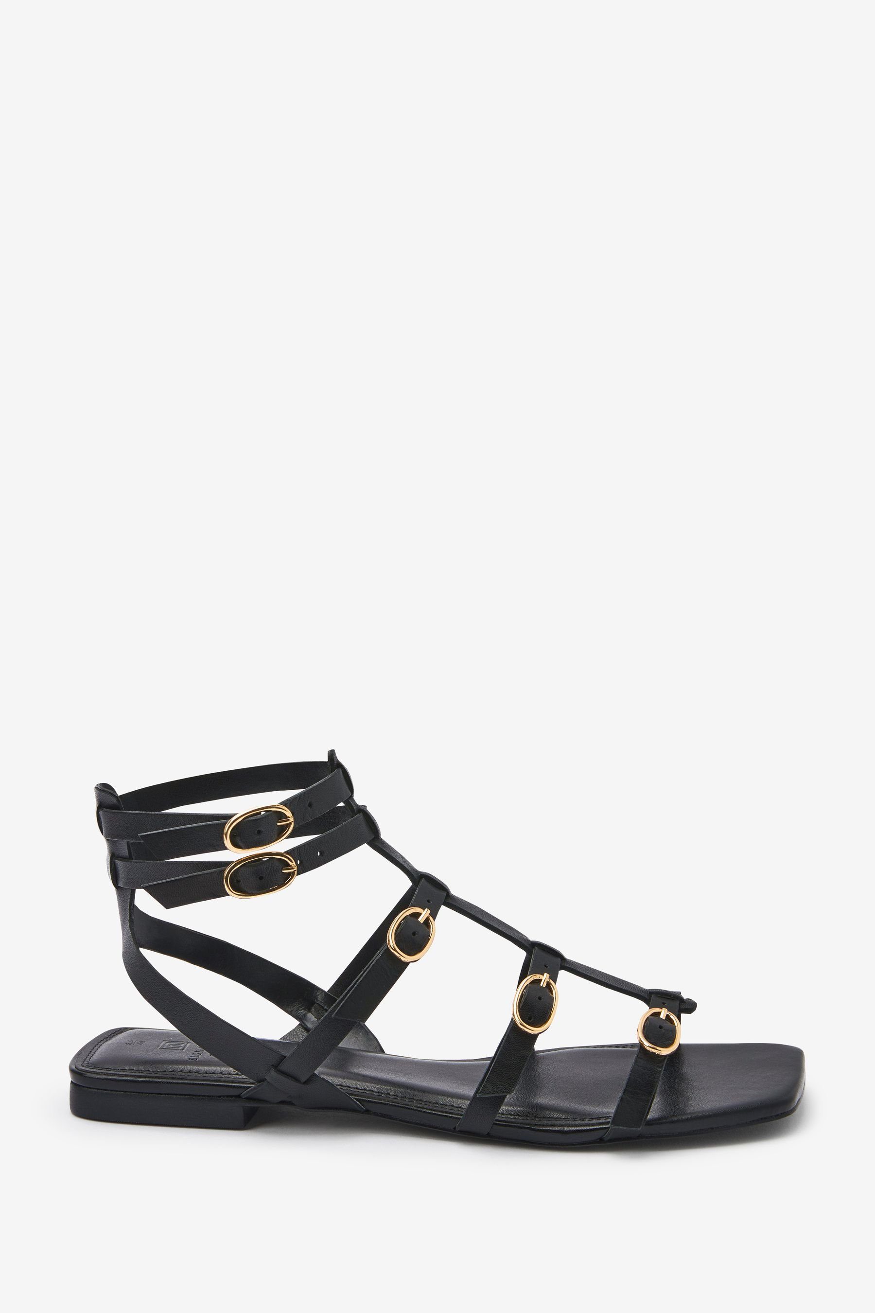 Next Signature flache Römersandalen aus Leder Römersandale (1-tlg) Black