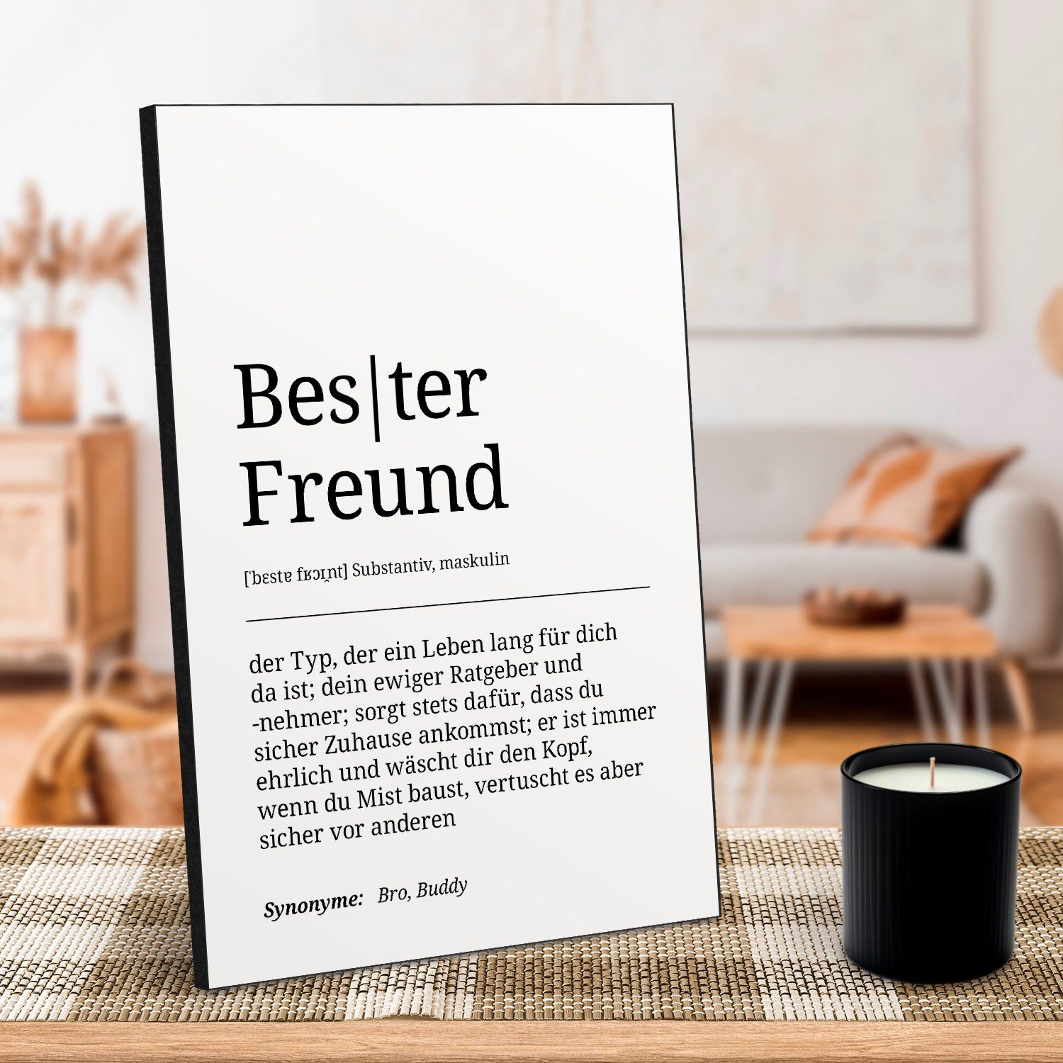 ARTFAVES Holzbild Holzschild mit Spruch - Bester Freund, Geschenk zum Tehma Freundschaft / Bester Freund
