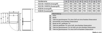 BOSCH Kühl-/Gefrierkombination KGE364LCA, 186 cm hoch, 60 cm breit