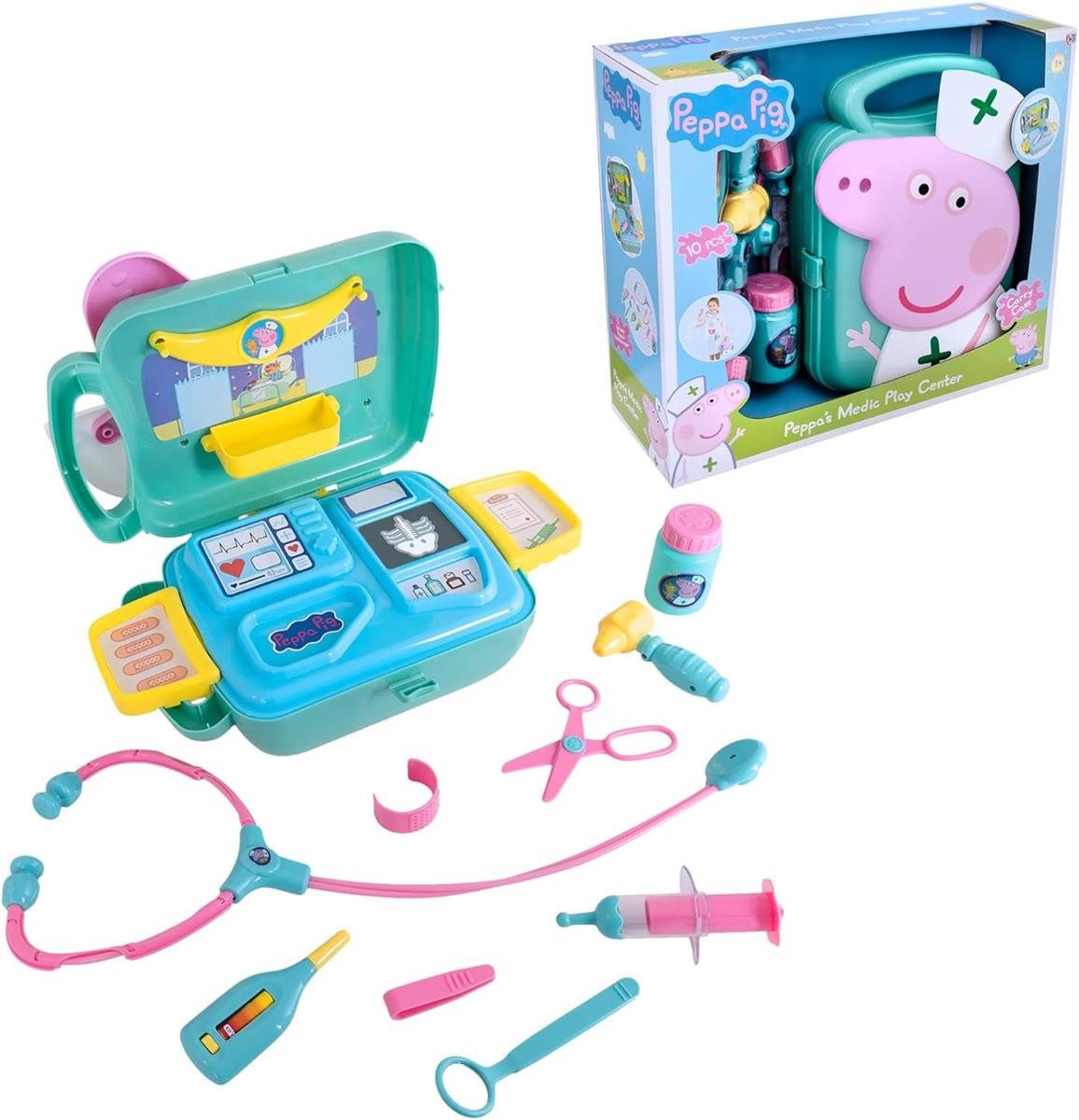 HTI Spielzeug-Arztkoffer Peppa Wutz Arztkoffer Kinder Tragekoffer Stethoskop Thermometer 3+