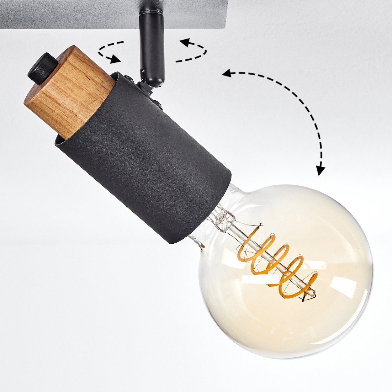 Leuchtmittel, E27max. m. Deckenlampe in ohne Schwarz/Natur, verstellbaren moderne Metall/Holz hofstein »Antea« Deckenleuchte aus Schirmen,