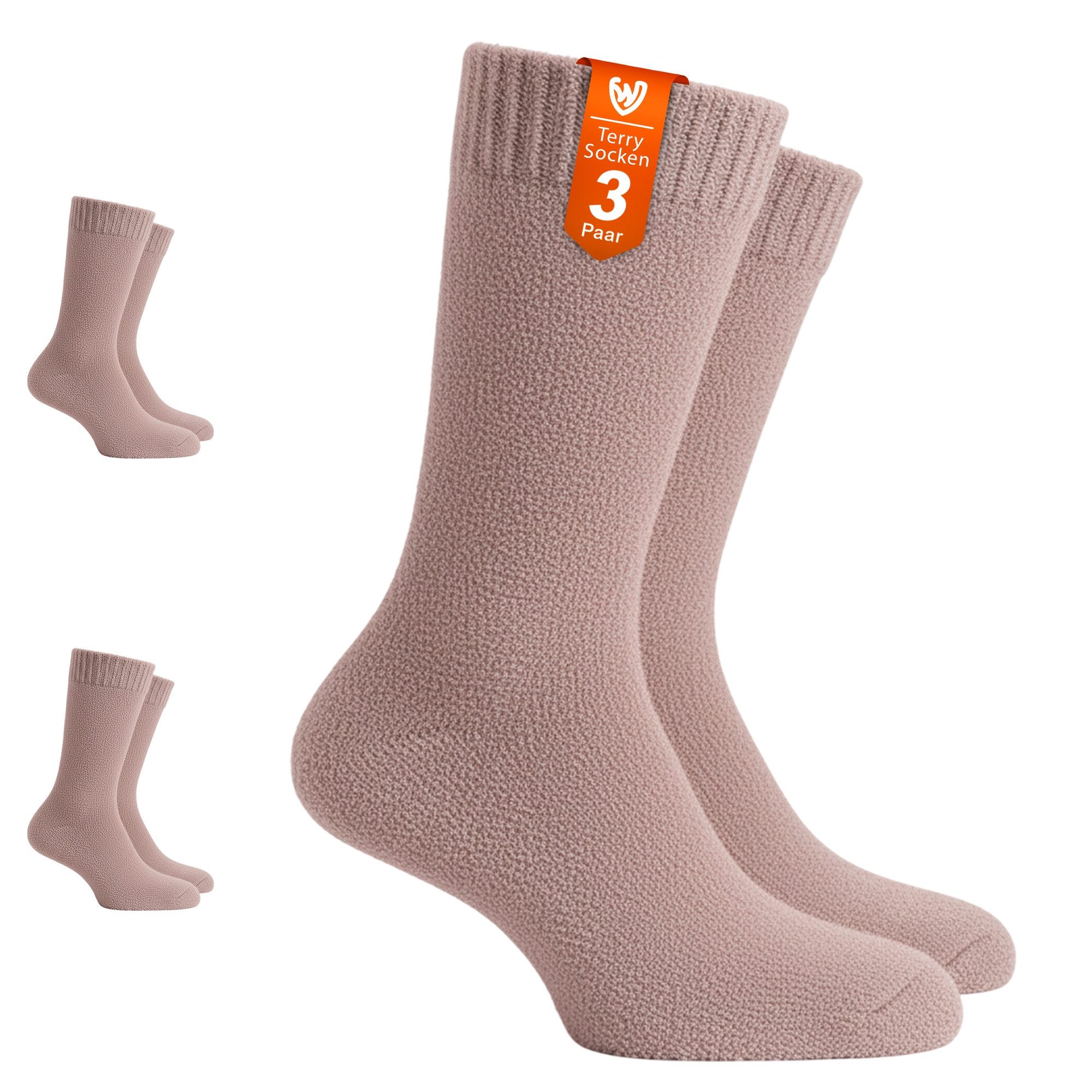 German Wear Kuschelsocken GW272 3er Pack Terrysocken (3er-Pack) Frottee-Baumwollsocken – für das ganze Jahr geeignet