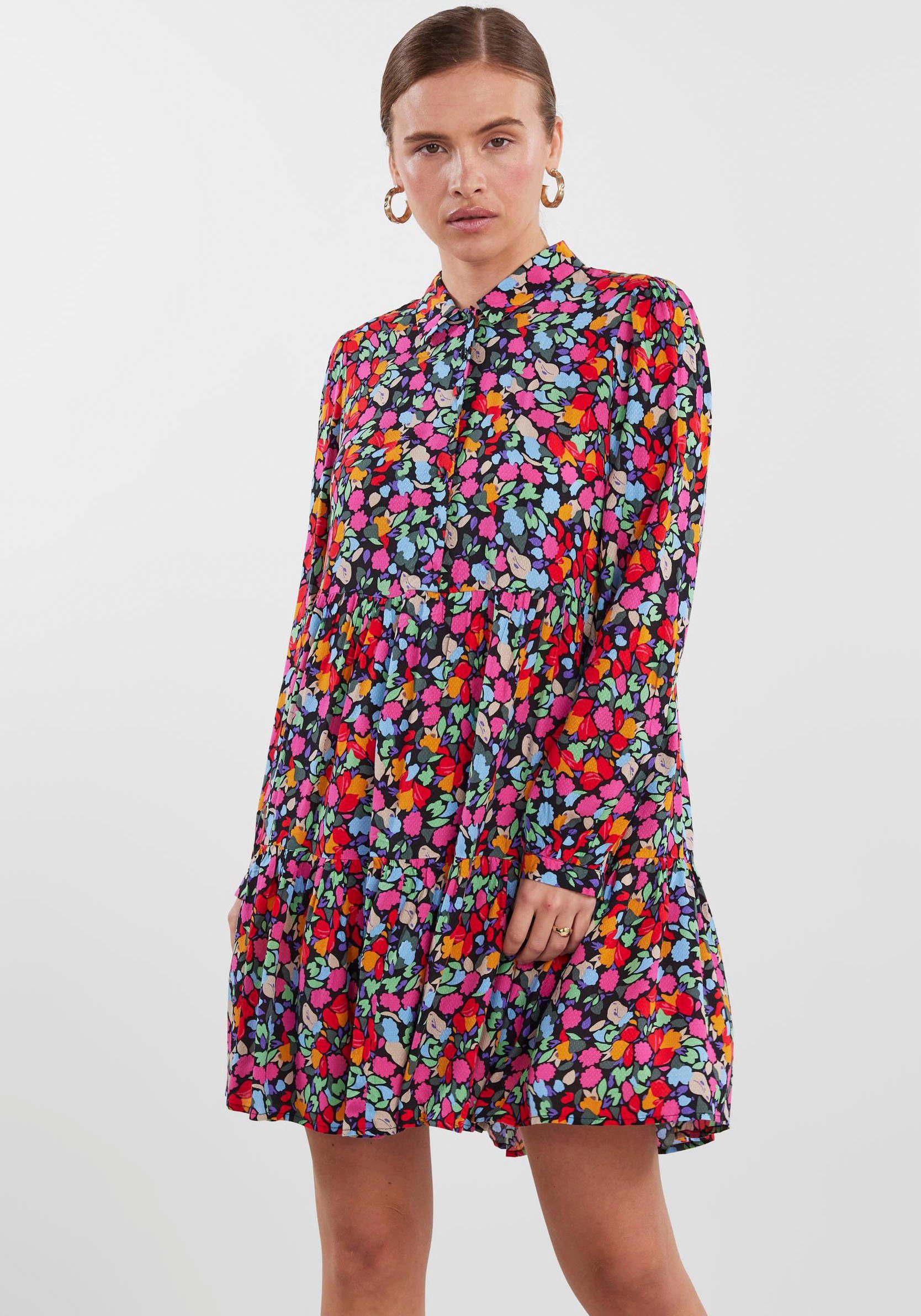 Garden SHIRT YASALIRA Y.A.S DRESS mit S. Topiary AOP NOOS LS Hemdblusenkleid Volant