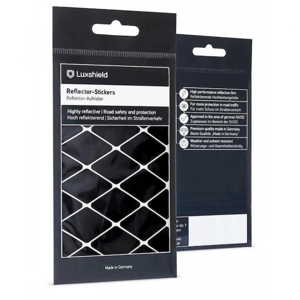 LuxShield Fahrradschutzhülle Luxshield Reflektor-Sticker Raute Klein Schwarz - mehr Sicherheit und