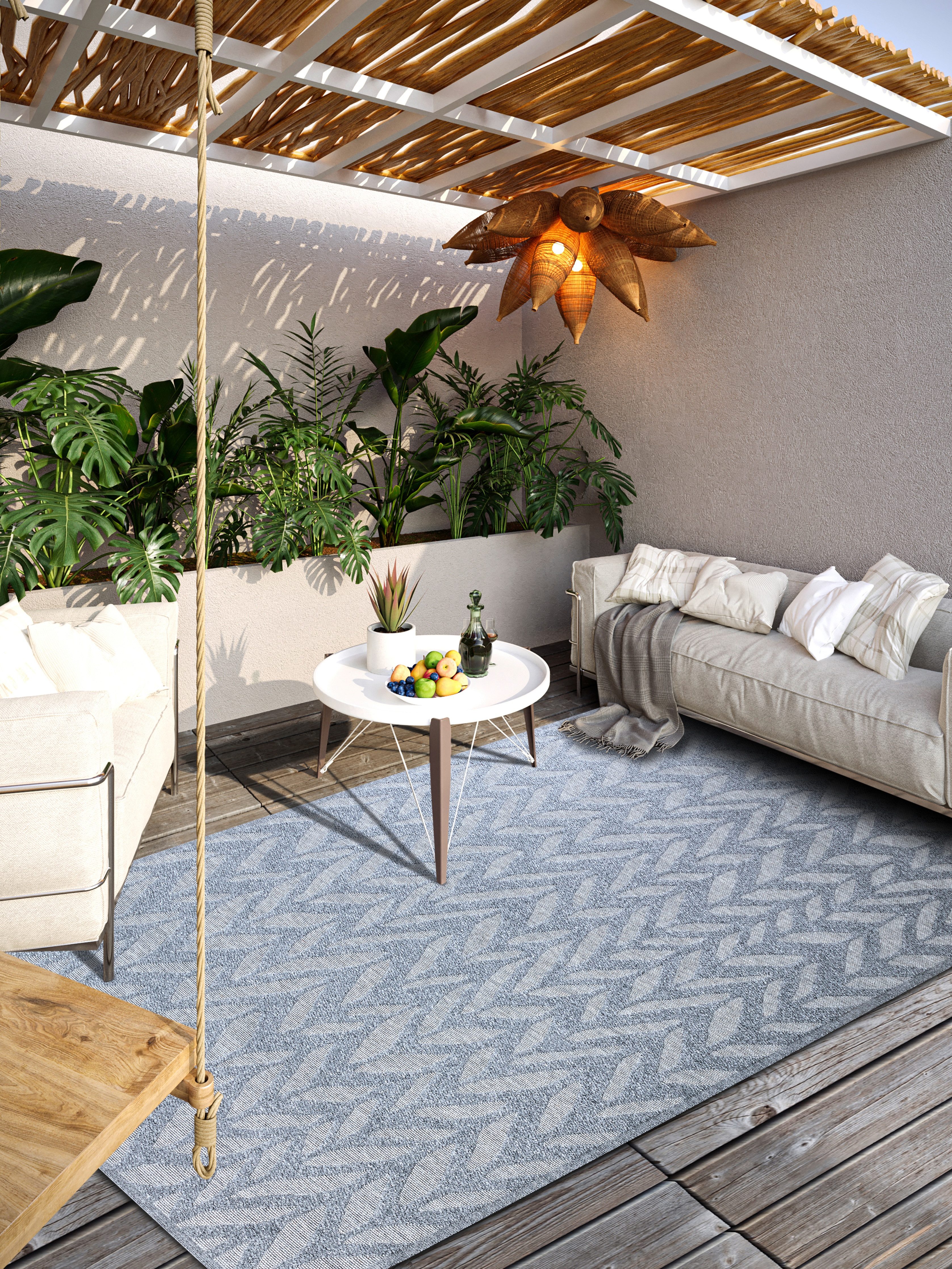 Villeroy & Boch Outdoorteppich Georgette, rechteckig, Höhe: 4 mm, In-& Outdoor, Flachgewebe, wetterfest, Terrasse, Balkon, modern, Trend
