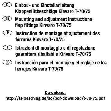 SO-TECH® Möbelbeschlag Klappenliftbeschlag Grass Kinvaro T-70 für Klappen bis 8,5kg / 110°