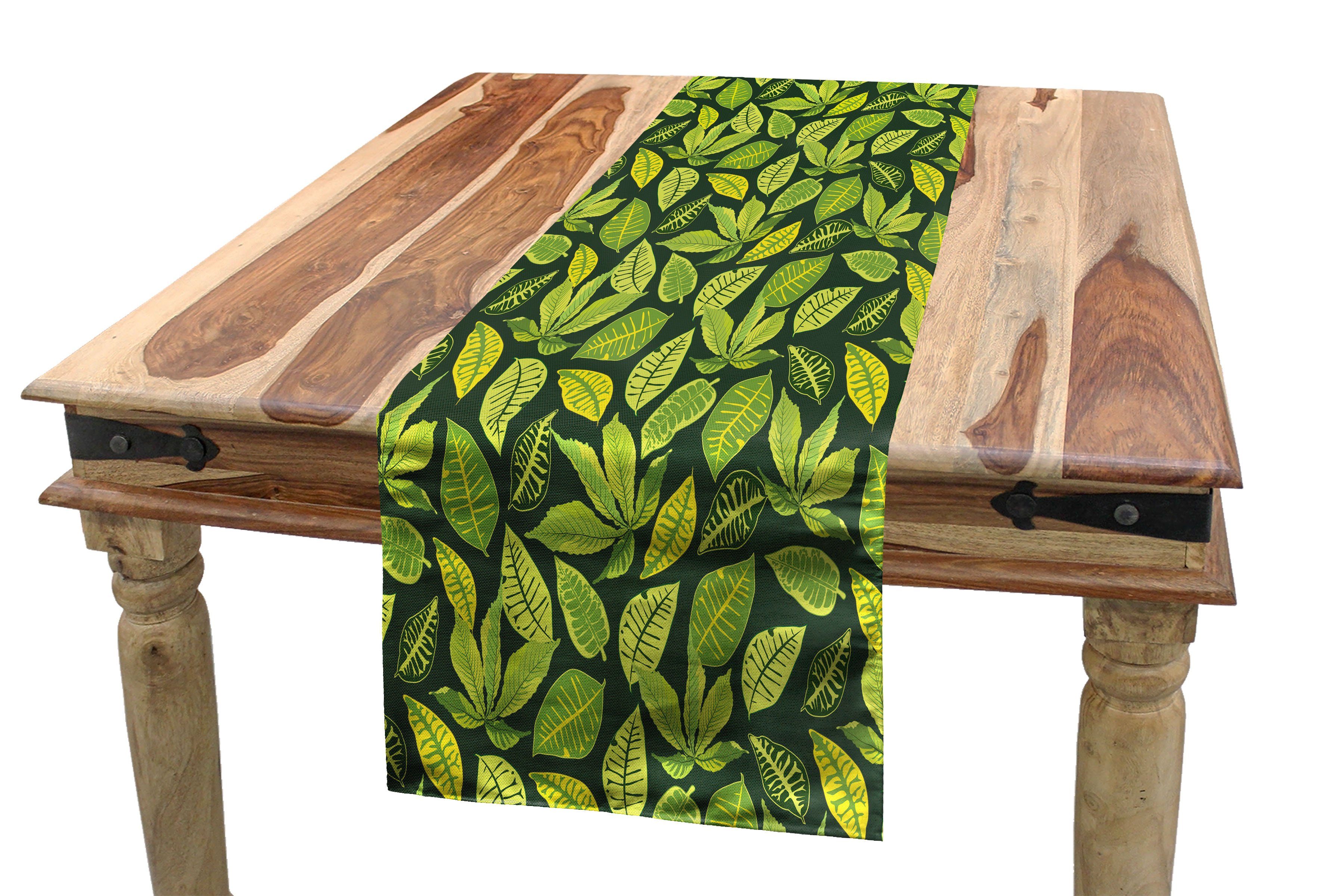 Abakuhaus Rechteckiger Tischläufer, Dekorativer Esszimmer Hawaii-Wald Tischläufer Kunst Pflanzen Küche Blätter