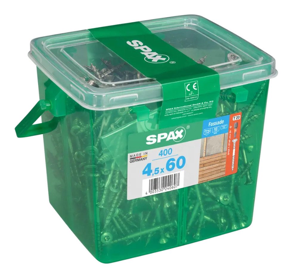 SPAX Fassadenschraube Edelstahl A2 Henkelbox, (400 St)