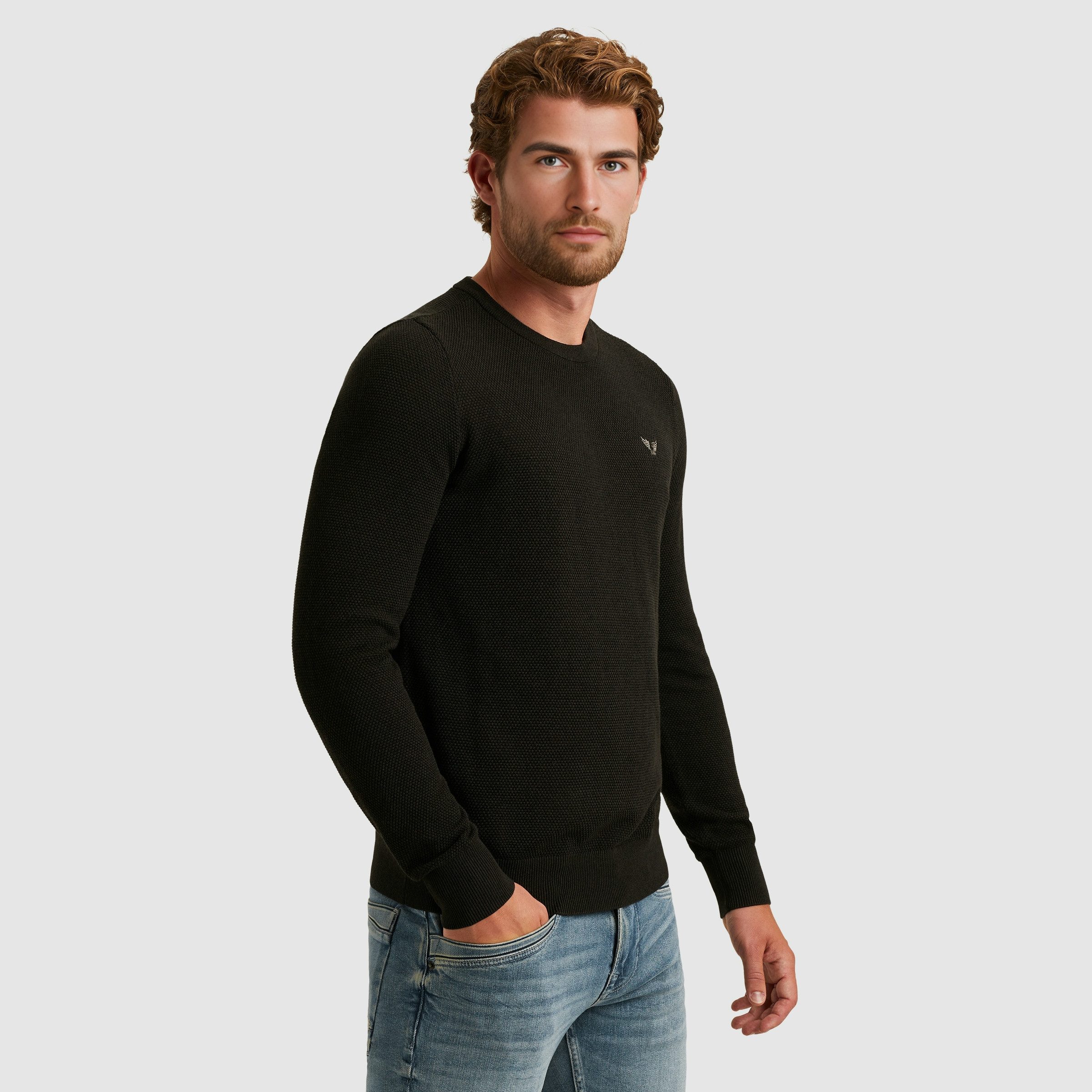 PME LEGEND Rundhalspullover mit Logo Stickerei
