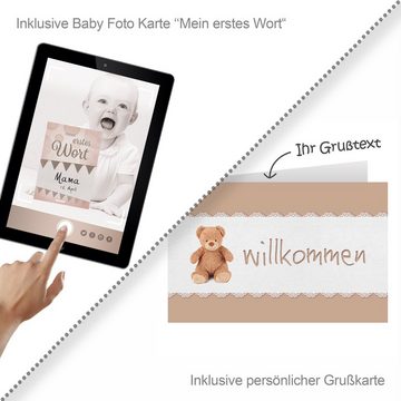 Timfanie Neugeborenen-Geschenkset Windeltorte, Steiff My first Teddy, neutral, 0-8 Monate (rosa, 28-tlg., mit Grußkarte) Einzelanfertigung