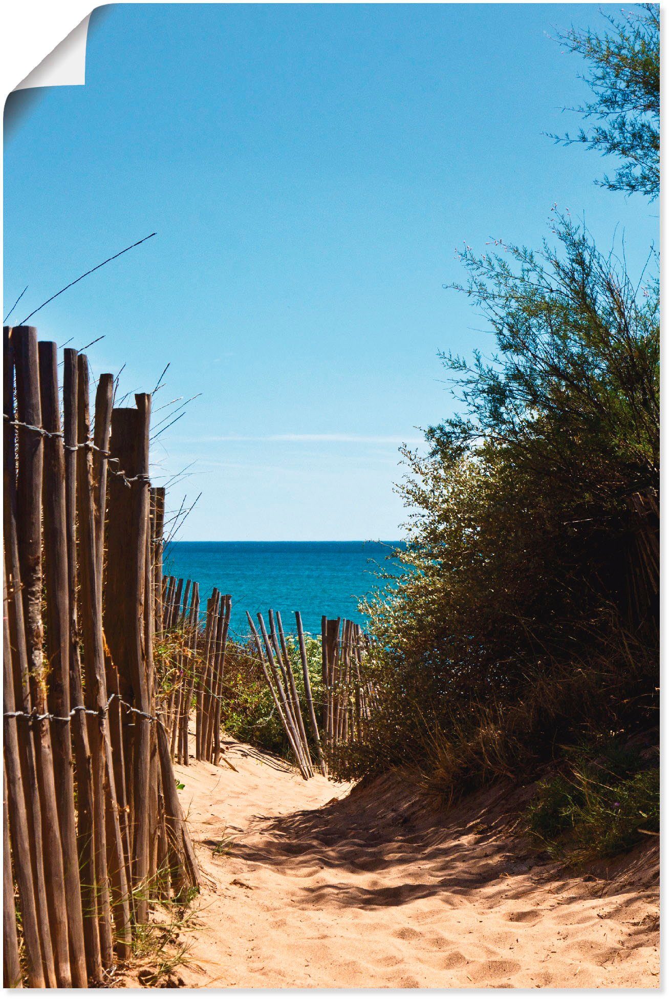 Artland Wandbild Strandzugang zum Serignan Plage, Strand (1 St), als Alubild, Leinwandbild, Wandaufkleber oder Poster in versch. Größen