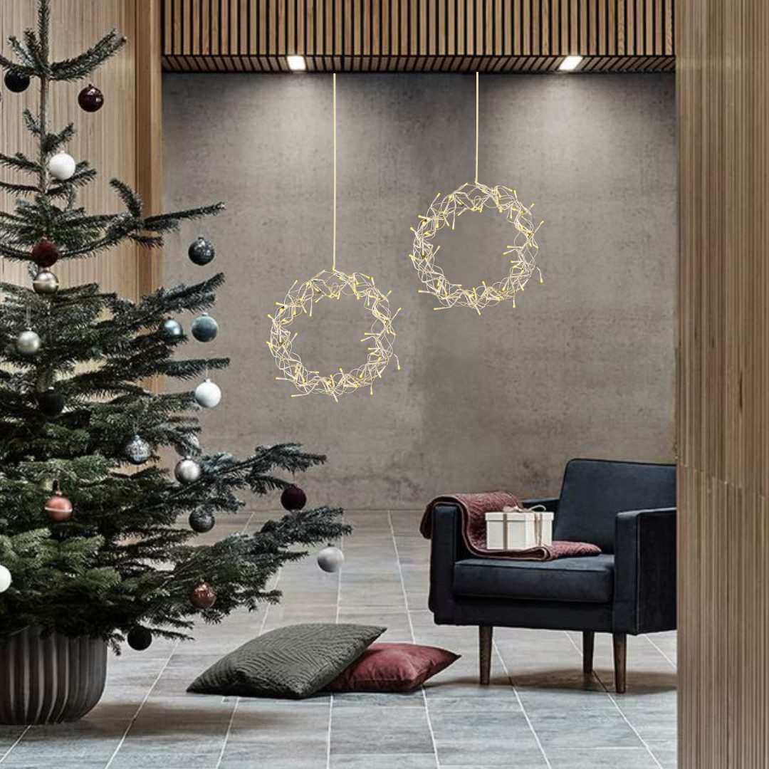 technik@all Dekokranz LED Lichtkranz 30cm 80 warmweiße LEDs, Draht Silber, günstig online kaufen