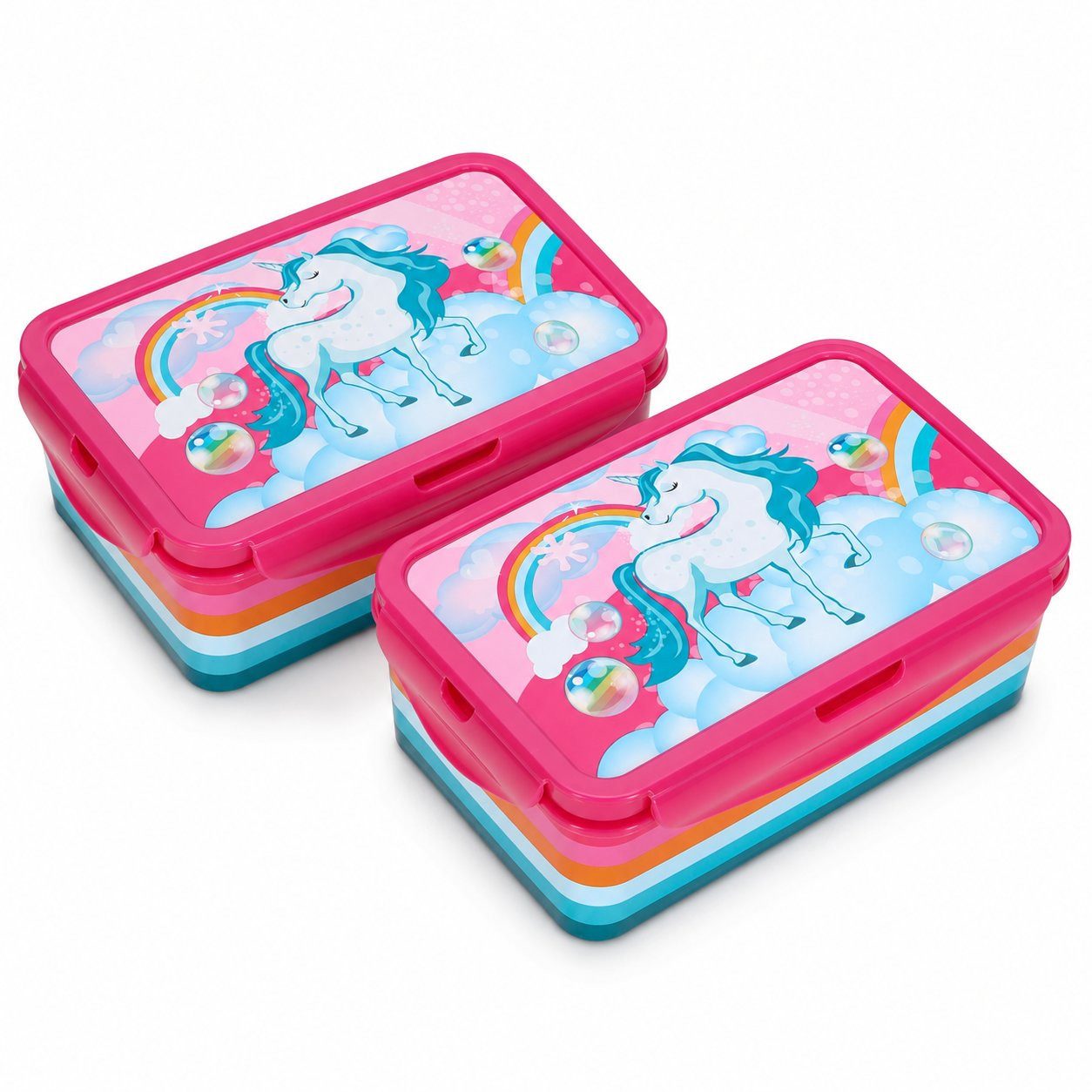 WestCraft Lunchbox 2er Set Dinosaurier Brotdose Lunchbox BPA-frei Dino + Einhorn, Kunststoff (lebensmittecht), (2-tlg), Frischhaltedose, nachhaltig, umweltfreundlich, BPA-frei, Brotbox