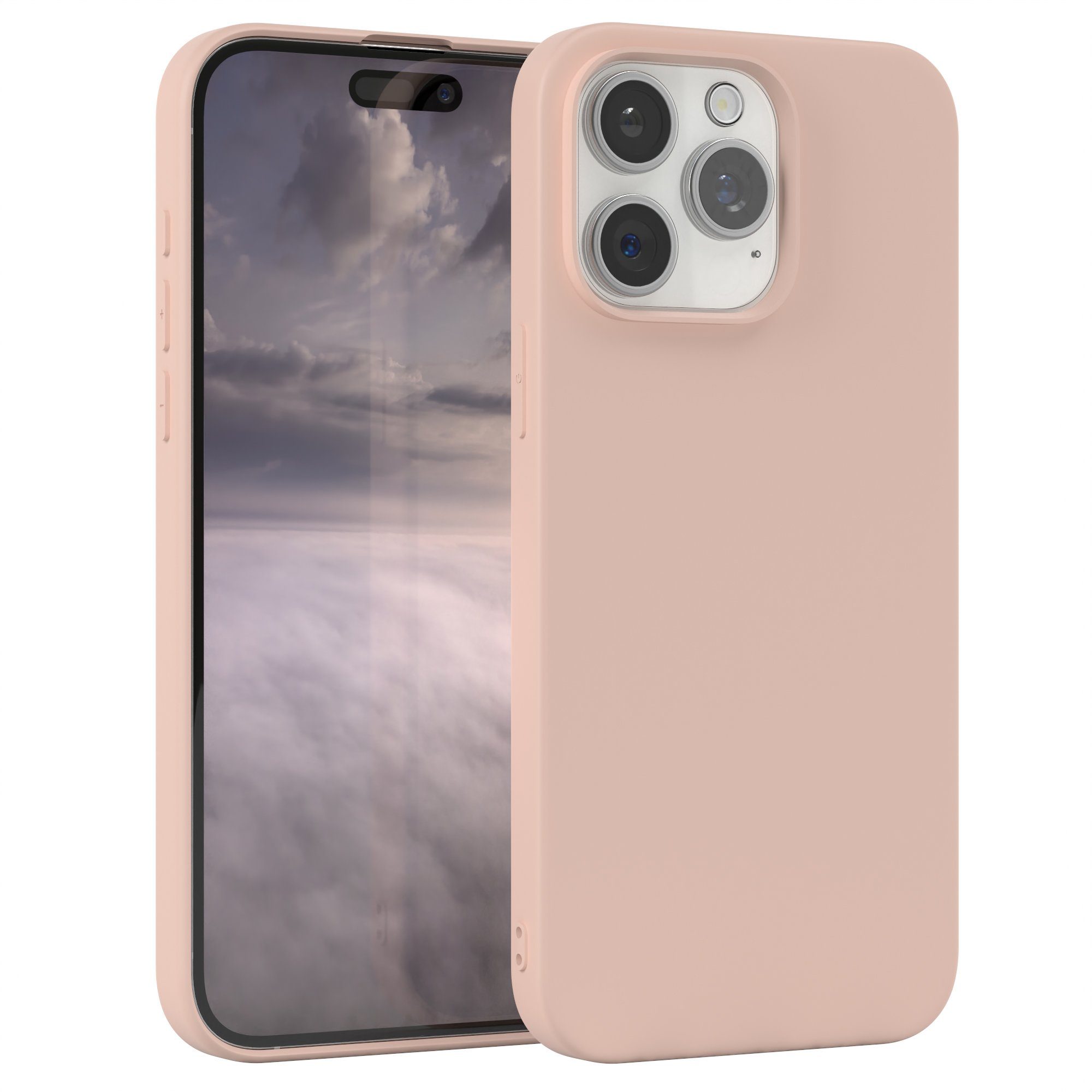 EAZY CASE Handyhülle für Apple iPhone 15 Pro Max Hülle Silikon 6,7 Zoll, Silikon Schutzhülle mit Kameraschutz kratzfest bumper Rosa Altrosa