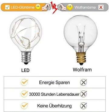 Quntis LED-Lichterkette Außen-lichterkette, 36 wasserdichte Glühbirnen 13.5M