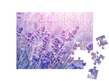 puzzleYOU Puzzle Blühender Lavendel im sanften Abendlicht, 48 Puzzleteile, puzzleYOU-Kollektionen Lavendel, Blumen & Pflanzen