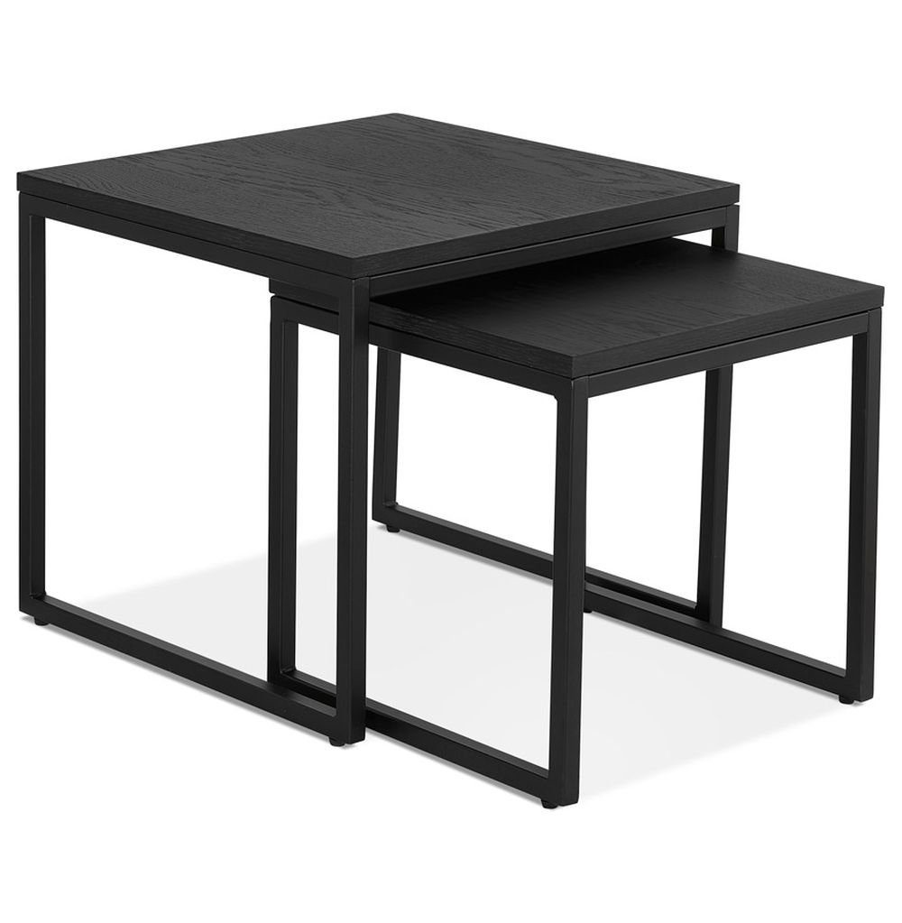 KADIMA DESIGN Holz NAMIKA 50 x Schwarz 50 Beistelltisch Tischset (black)