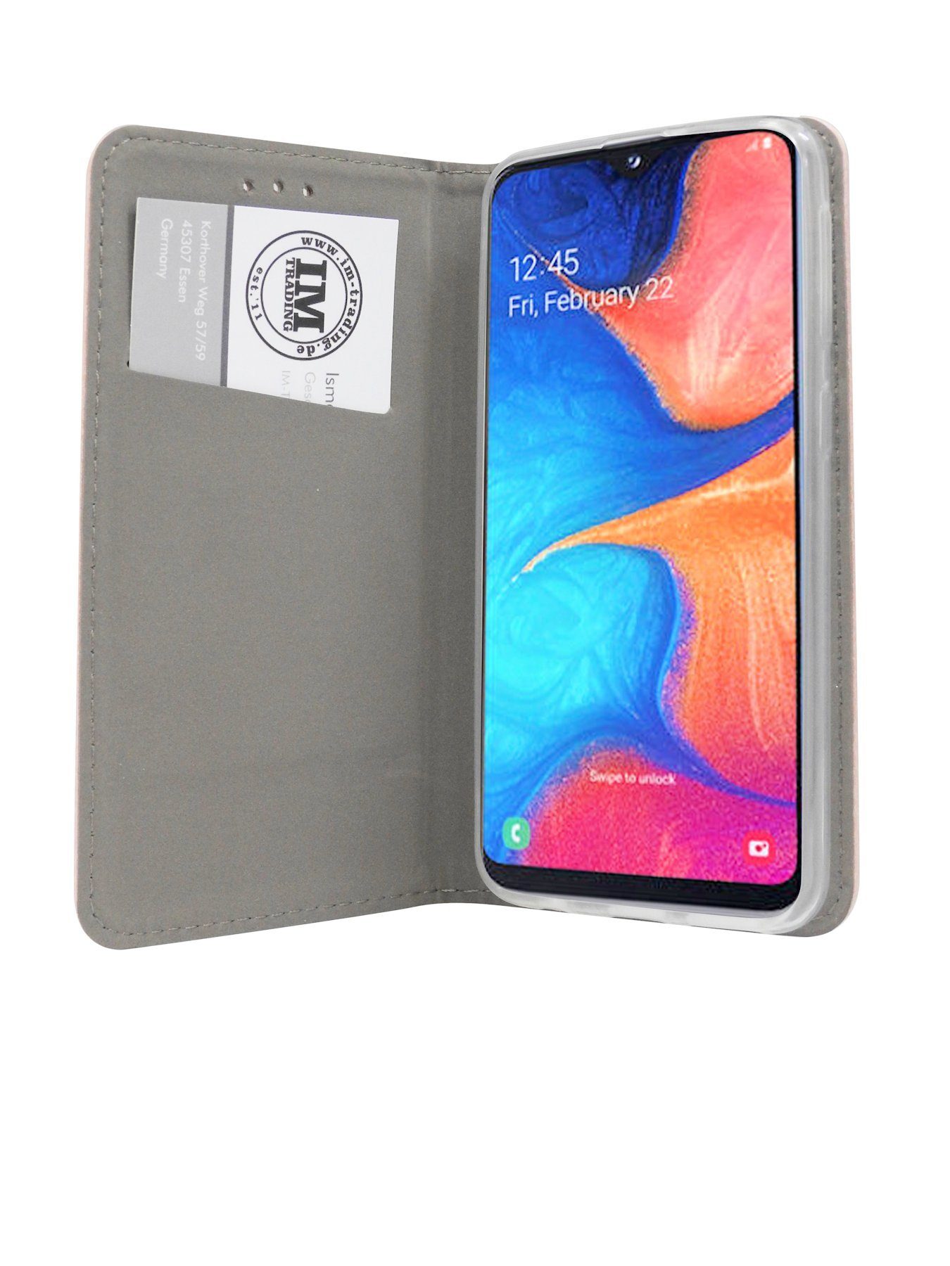 cofi1453 Handytasche Buch Tasche kompatibel mit Rose SAMSUNG Schutzhülle GALAXY Brieftasche Handy Standfunktion, Etui Hülle Kartenfach mit A20e "Smart"