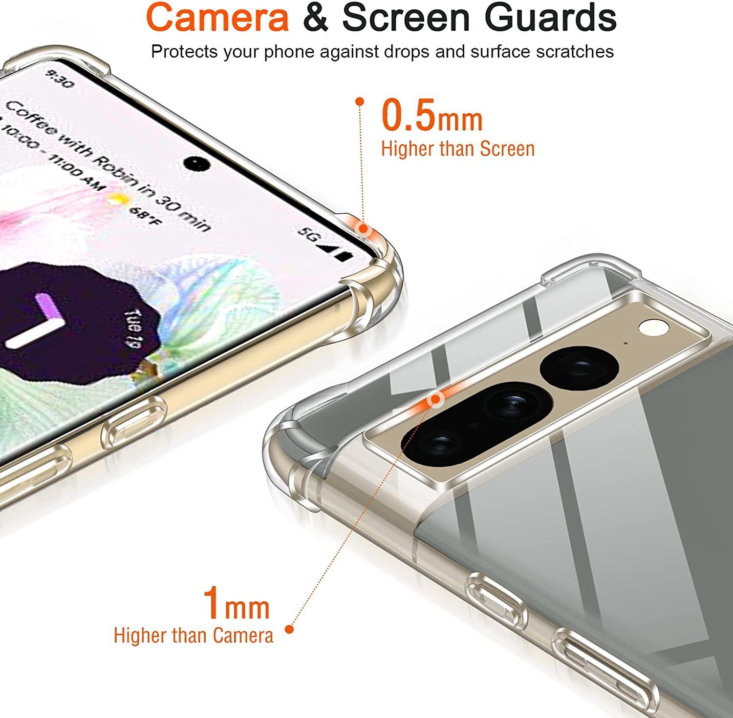 MSM Handyhülle Hülle für Google Pixel 7 Pro Silikon Schutzhülle TPU Tasche Klar Slim